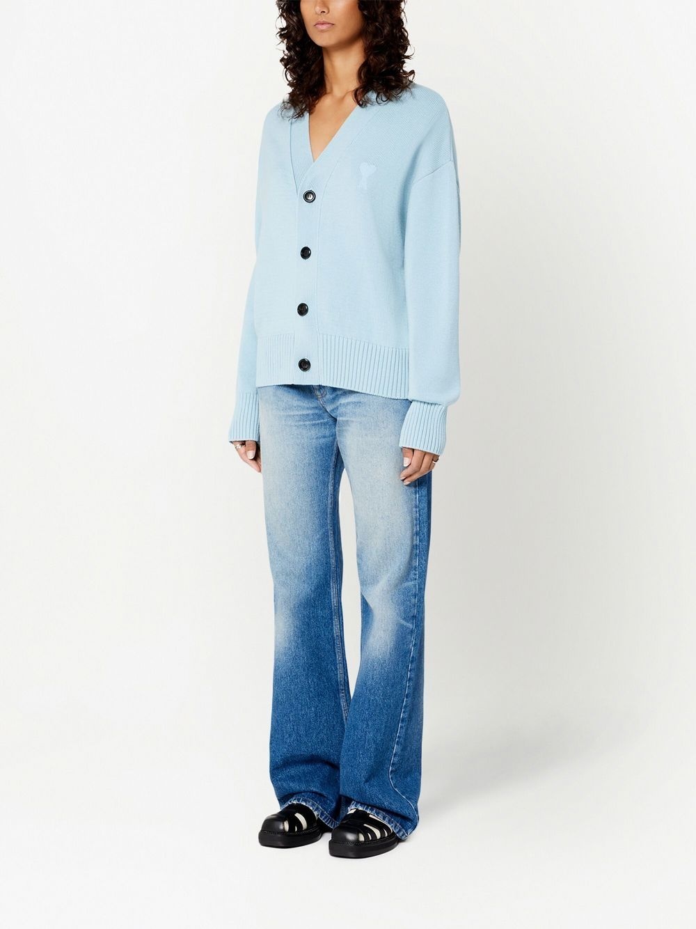 Ami de Coeur intarsia-logo cardigan - 2