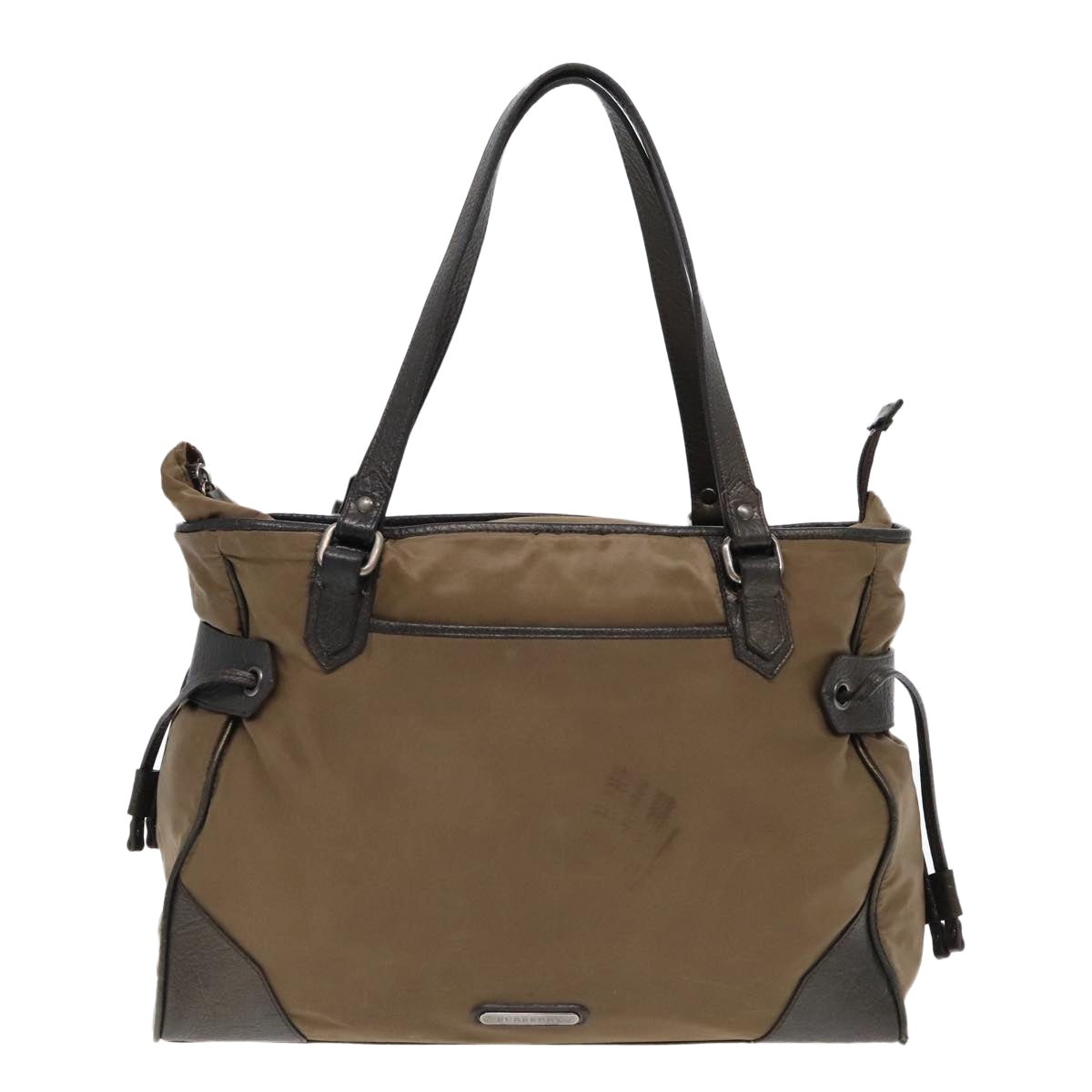 Burberry Tote Bag Nylon Leather Brown Dark Brown Silver - 14