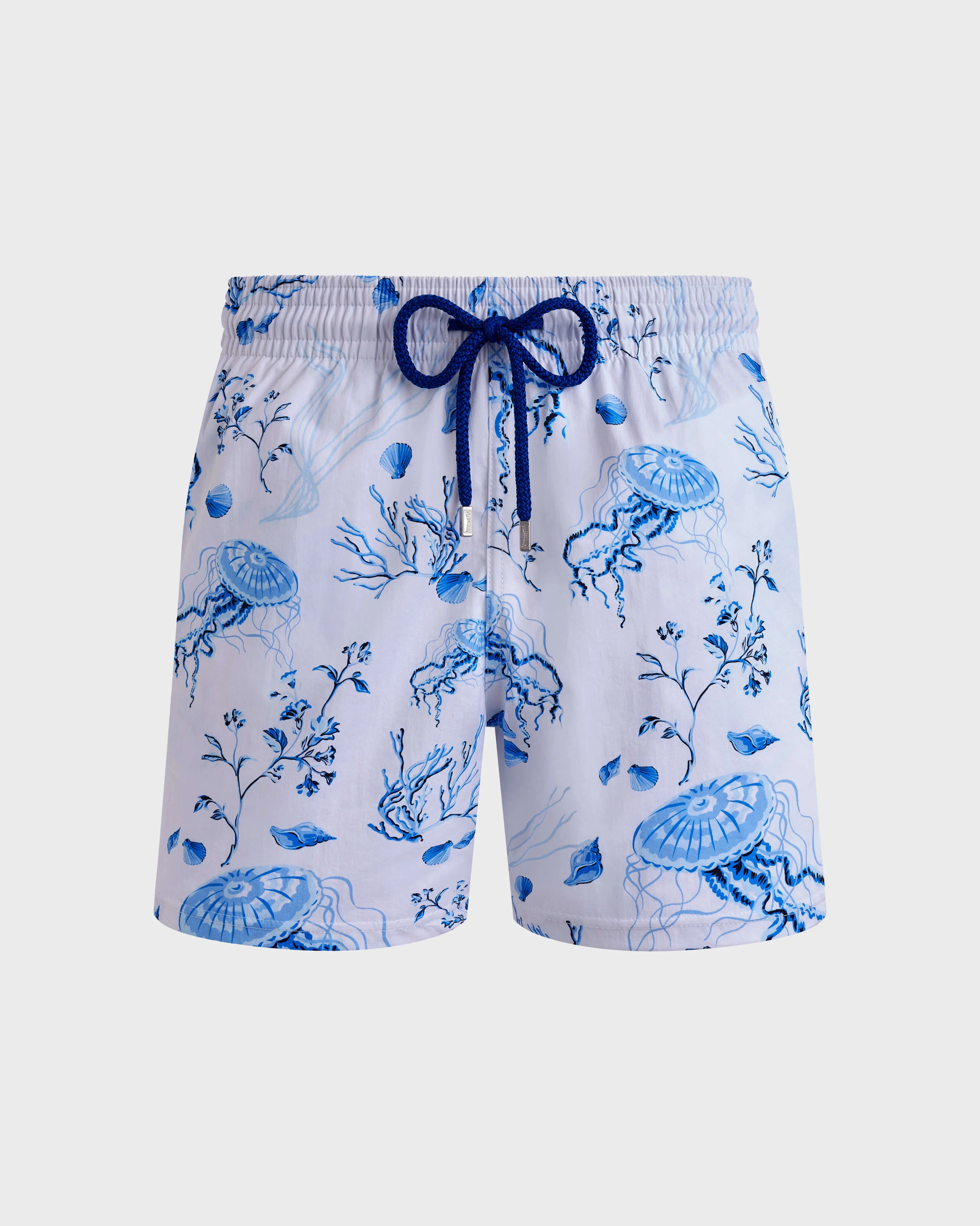 Men Stretch Short Swim Shorts Medusa and Shells - 1