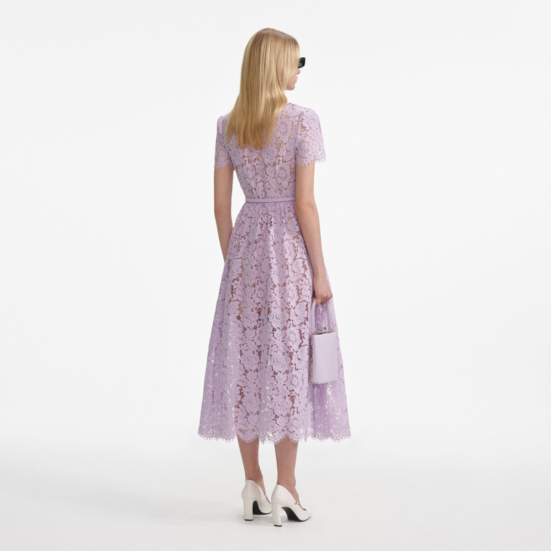 self-portrait Lilac Lace Button Front Midi Dress outlook
