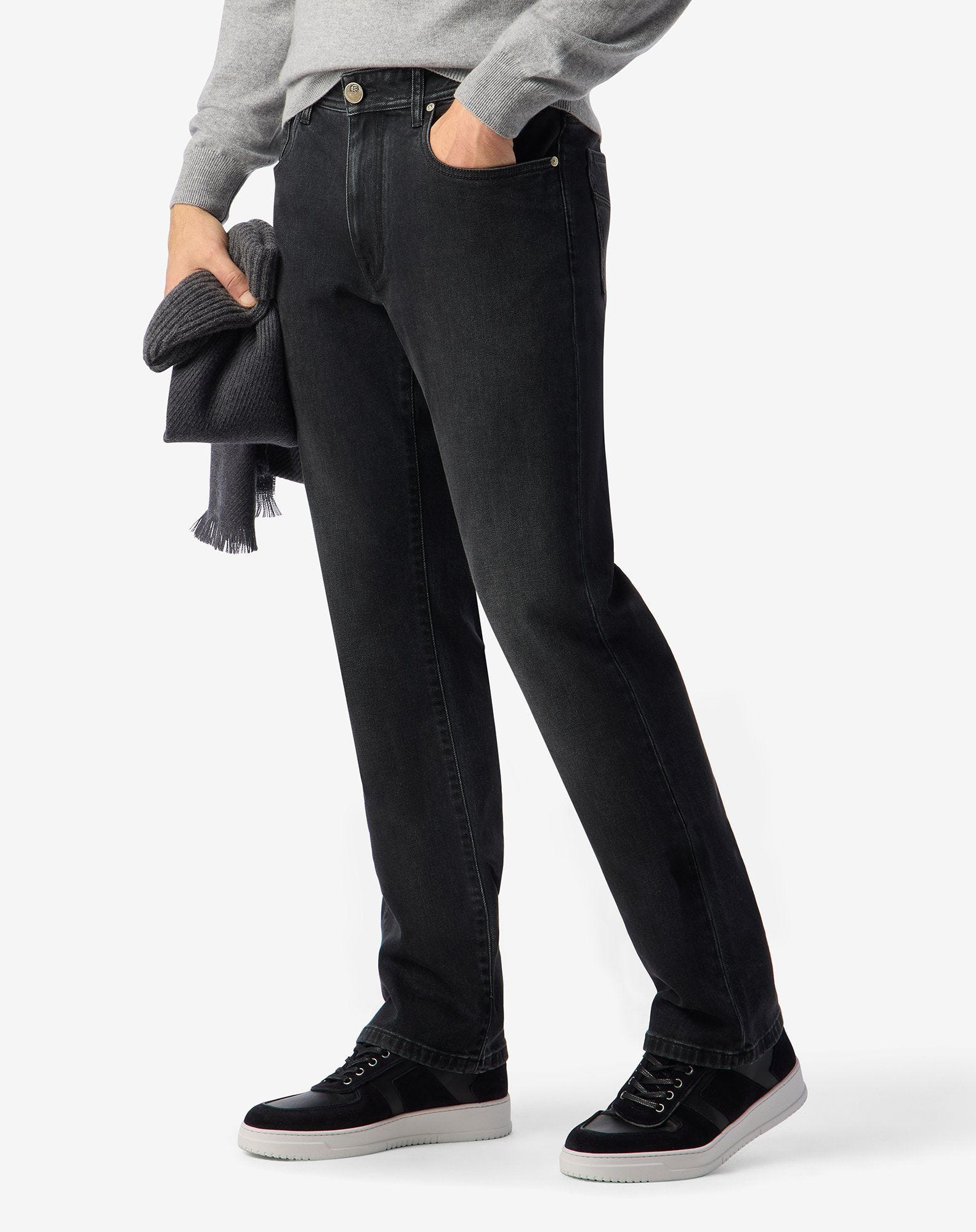 Dark grey stretch cotton and lyocell jeans - 3