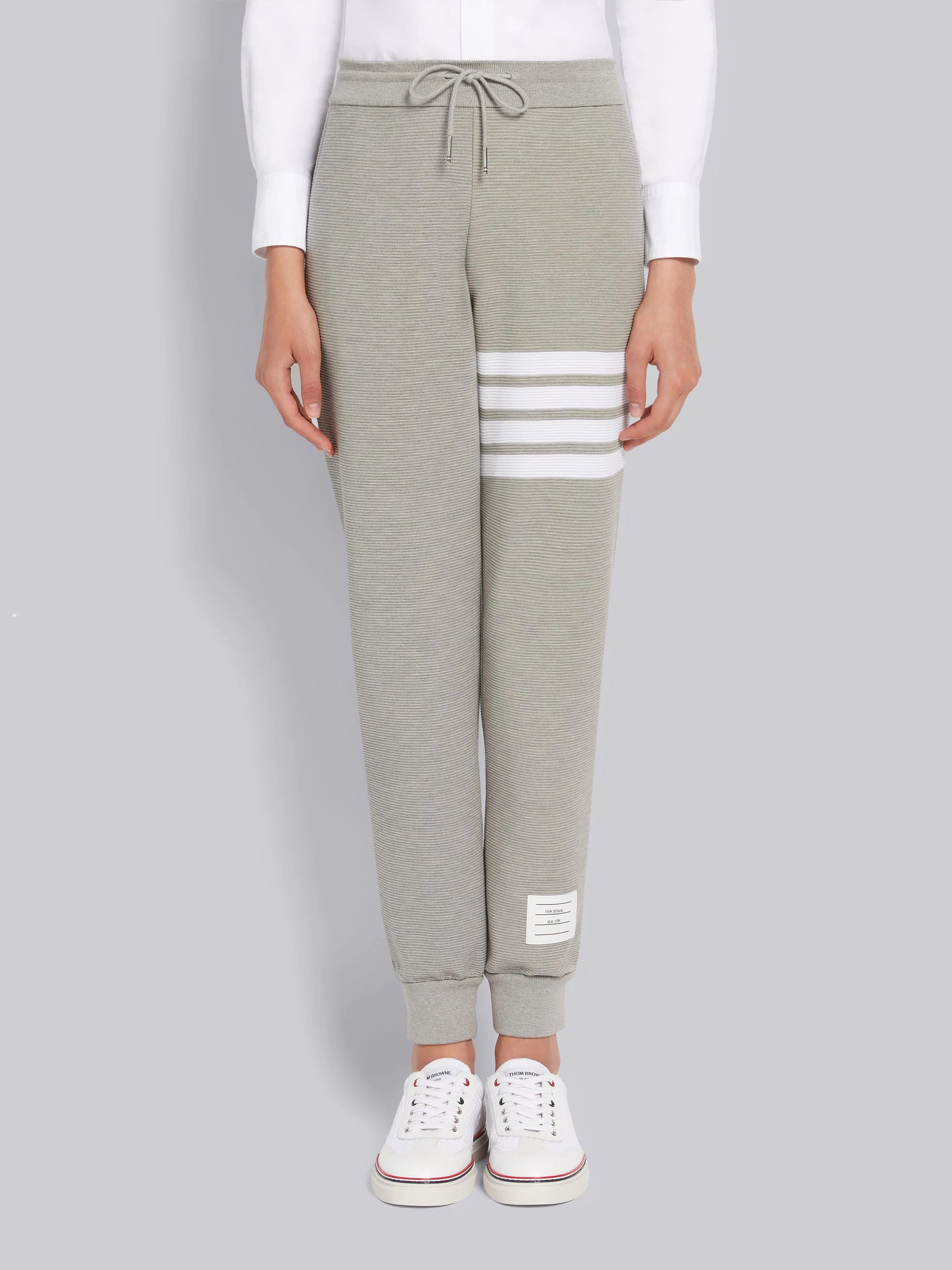 Light Grey Ottoman Rib 4-Bar Sweatpant - 1