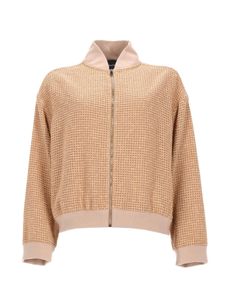 textured-finish zip-up bomber jacket 1