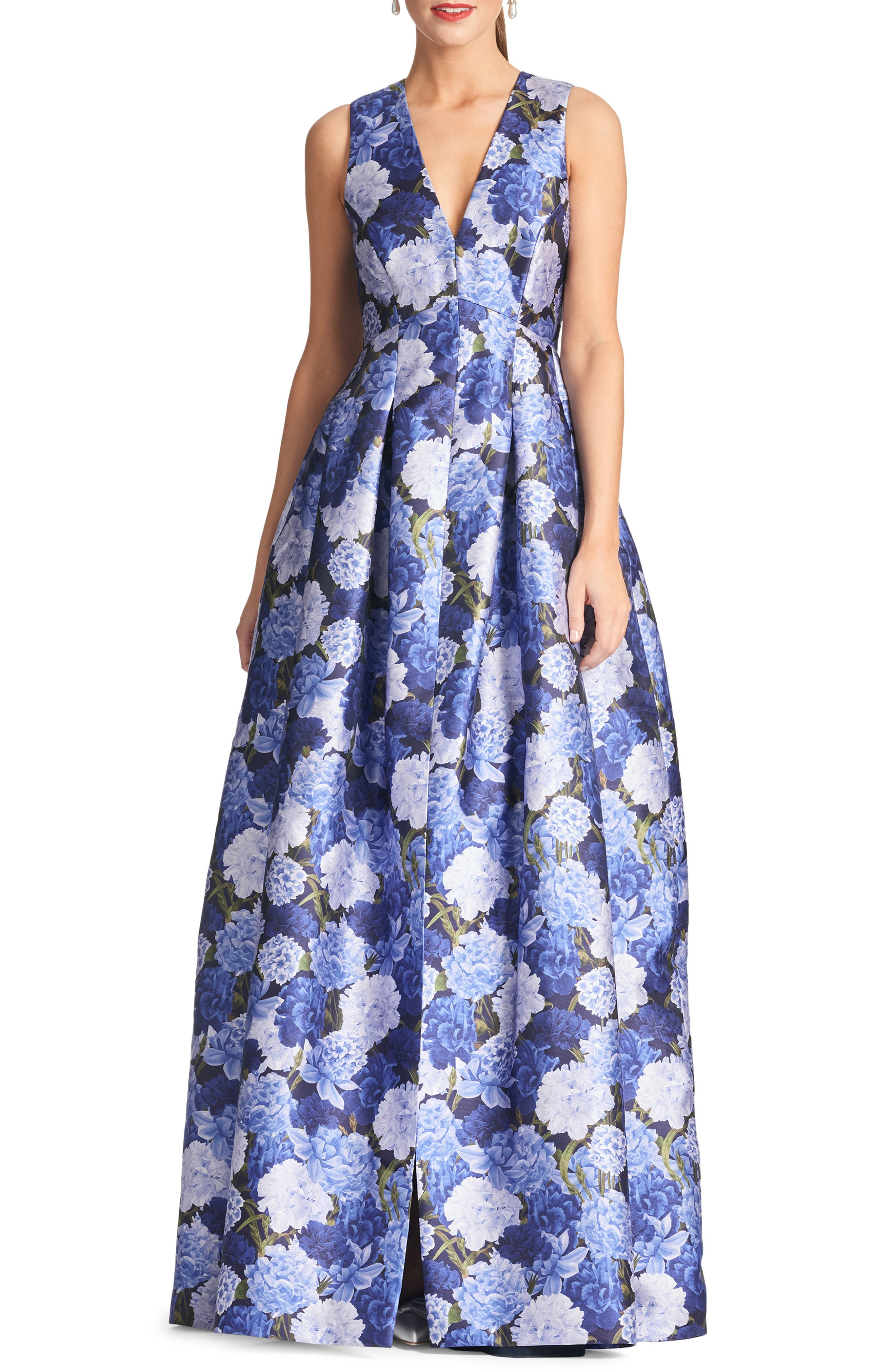 Sachin & Babi Brooke Floral Sleeveless Mikado Gown in Rosa Azurro at Nordstrom - 1