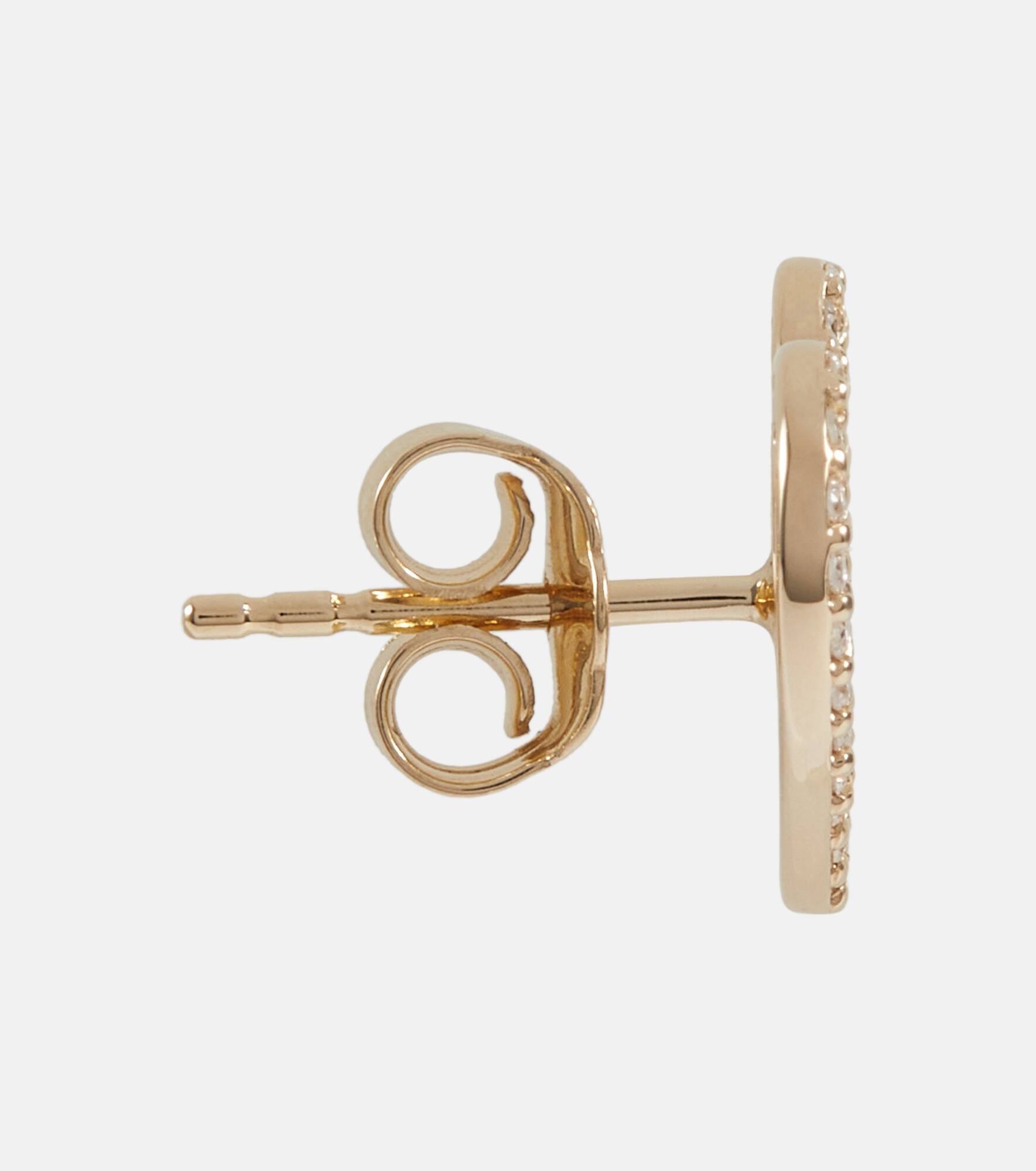 Peace Heart 14kt gold earrings with diamonds - 4