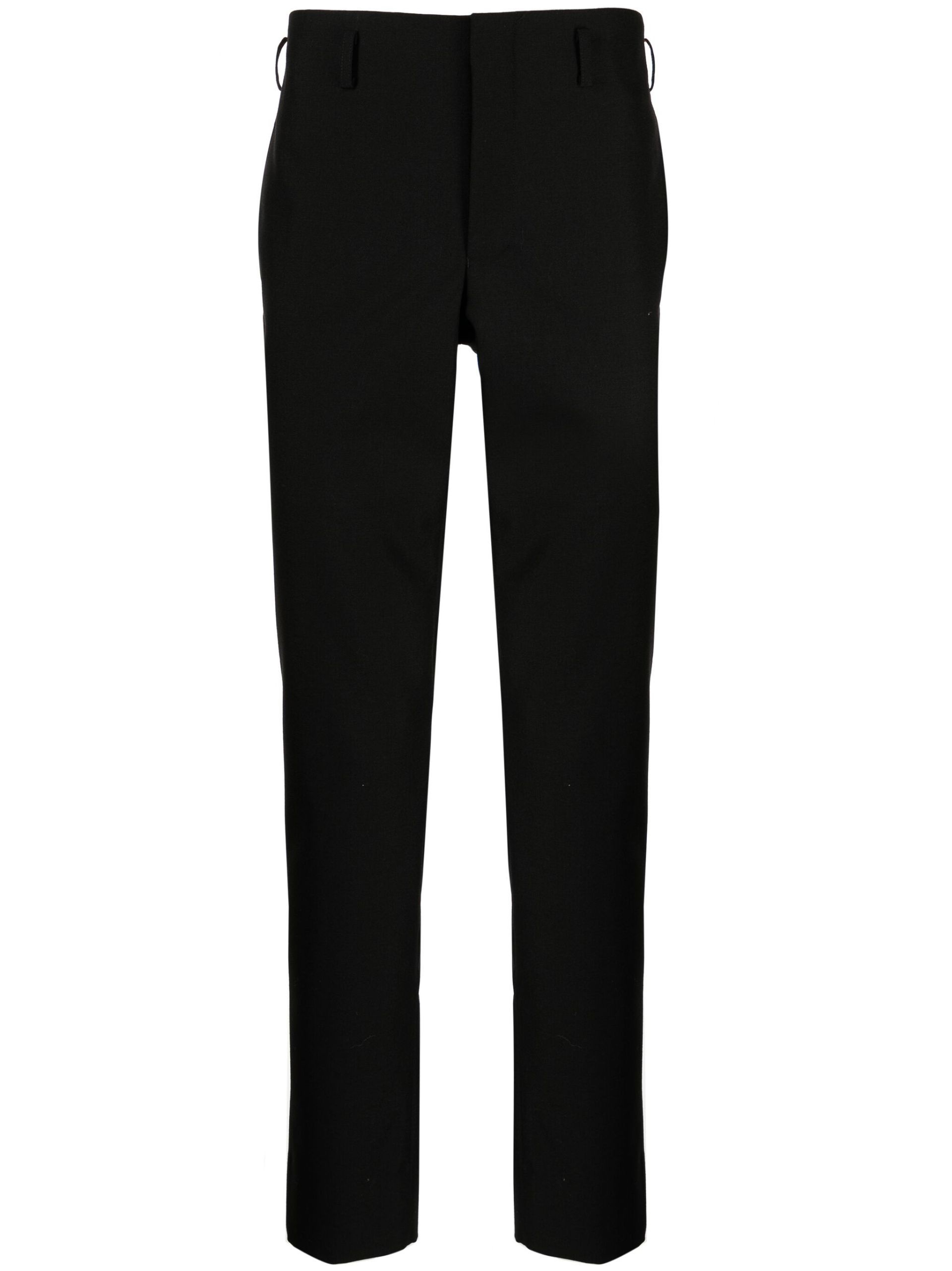 black straight-leg wool trousers - 1