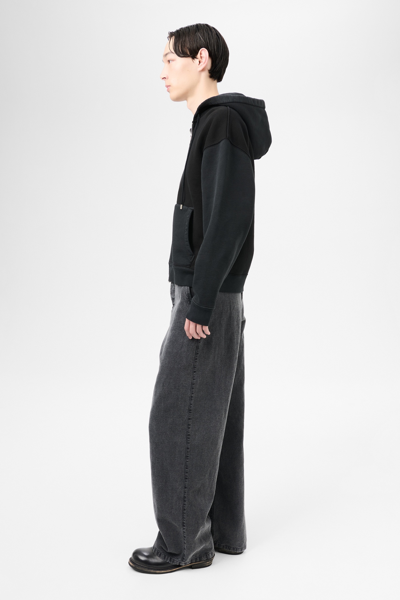 Rascal Hood Pigment Black Hefty Fleece - 4