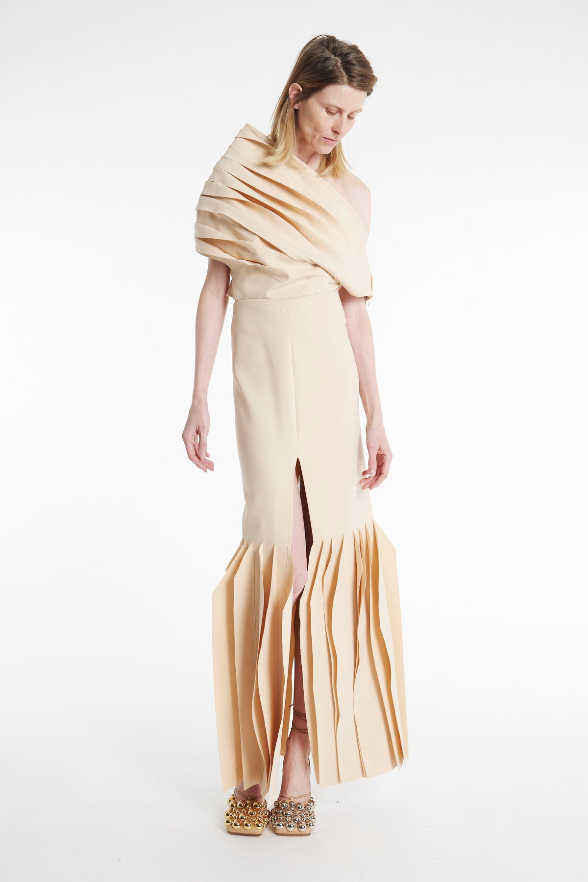LONG LENGTH SKIRT WITH PANELS NUDE - 5