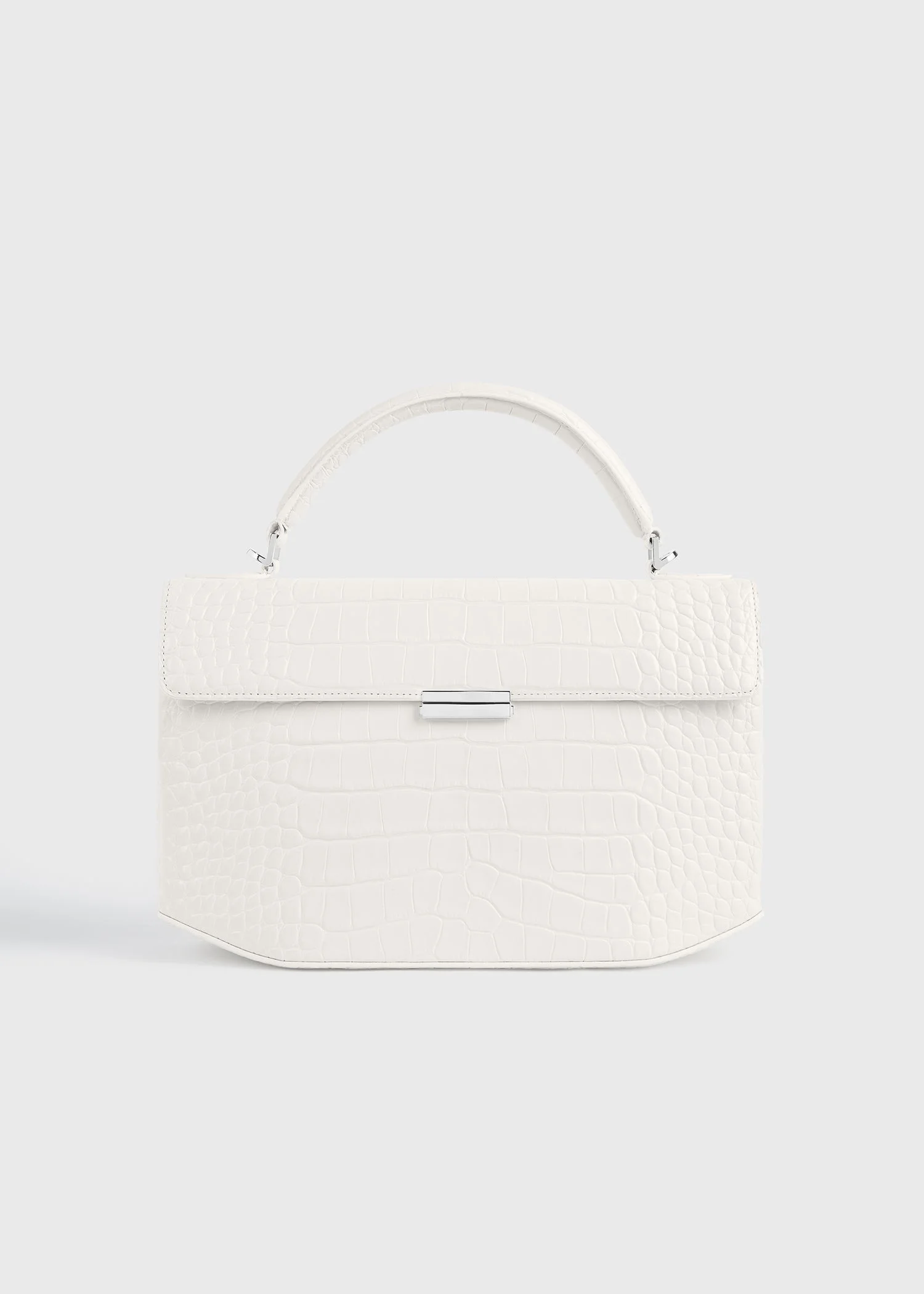 Clip croco-embossed top handle off-white - 1