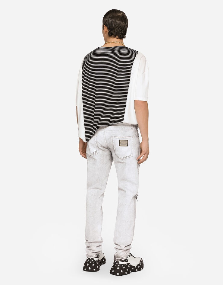 Coated skinny stretch jeans with rips - 2