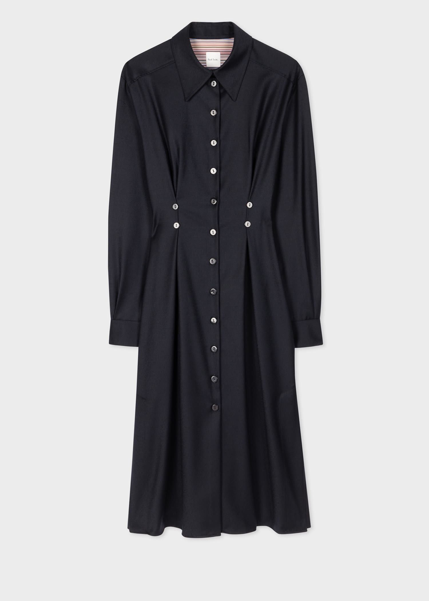 Navy Cashmere-Blend Shirt Dress - 1