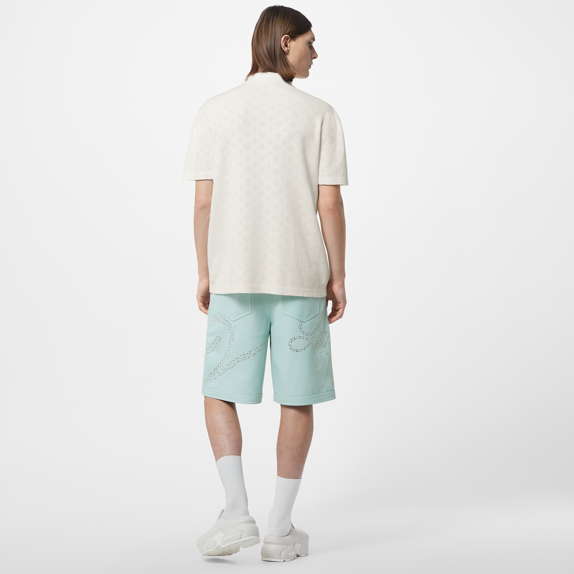 Monogram Pointelle Cotton Short-Sleeved Shirt - 3