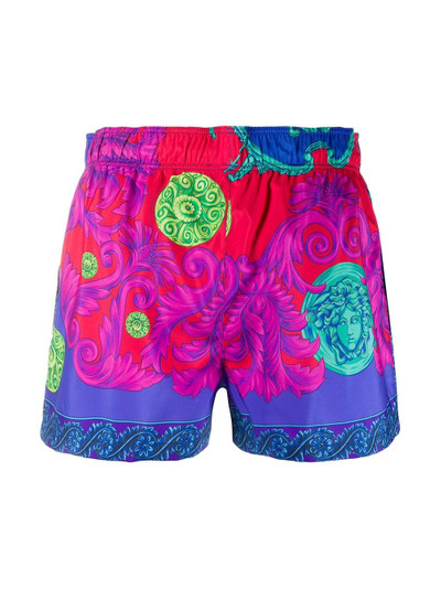 VERSACE Fluo Barocco thigh-length swim shorts outlook