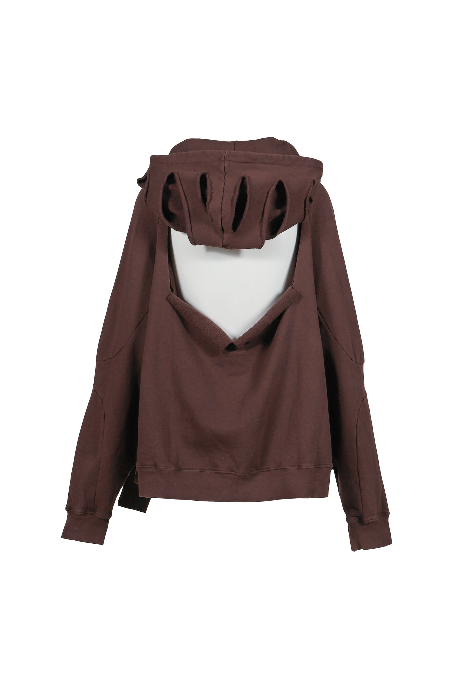 DISTRESSED OVERSIZED MULTILINE HOODIE / BRW - 2