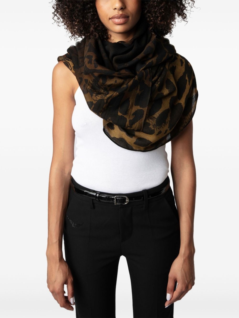 leopard-print scarf - 4