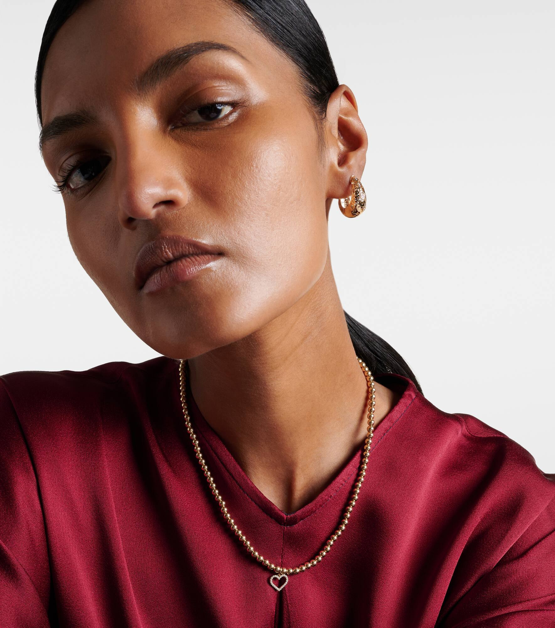 Open Heart 14kt gold choker with diamonds - 2