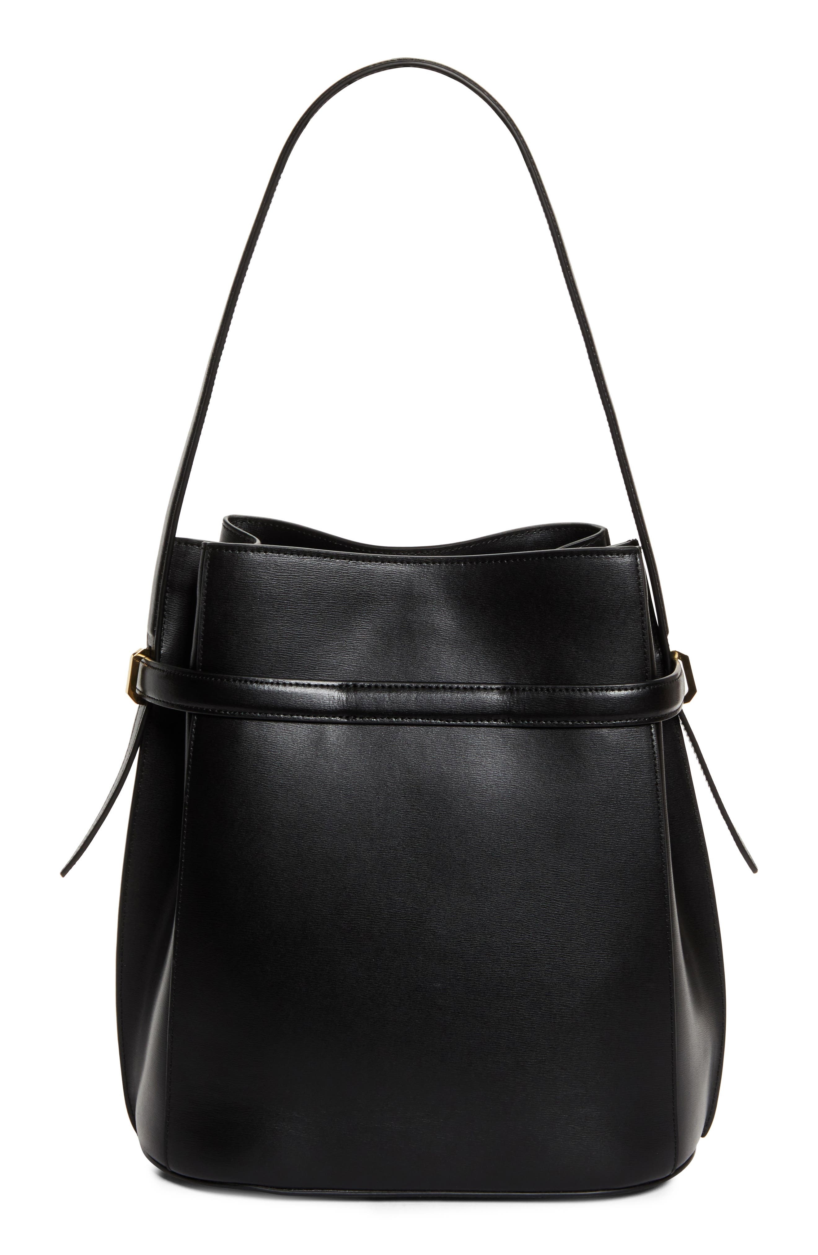 TOTEME Belted Leather Bucket Bag in Black at Nordstrom - 5