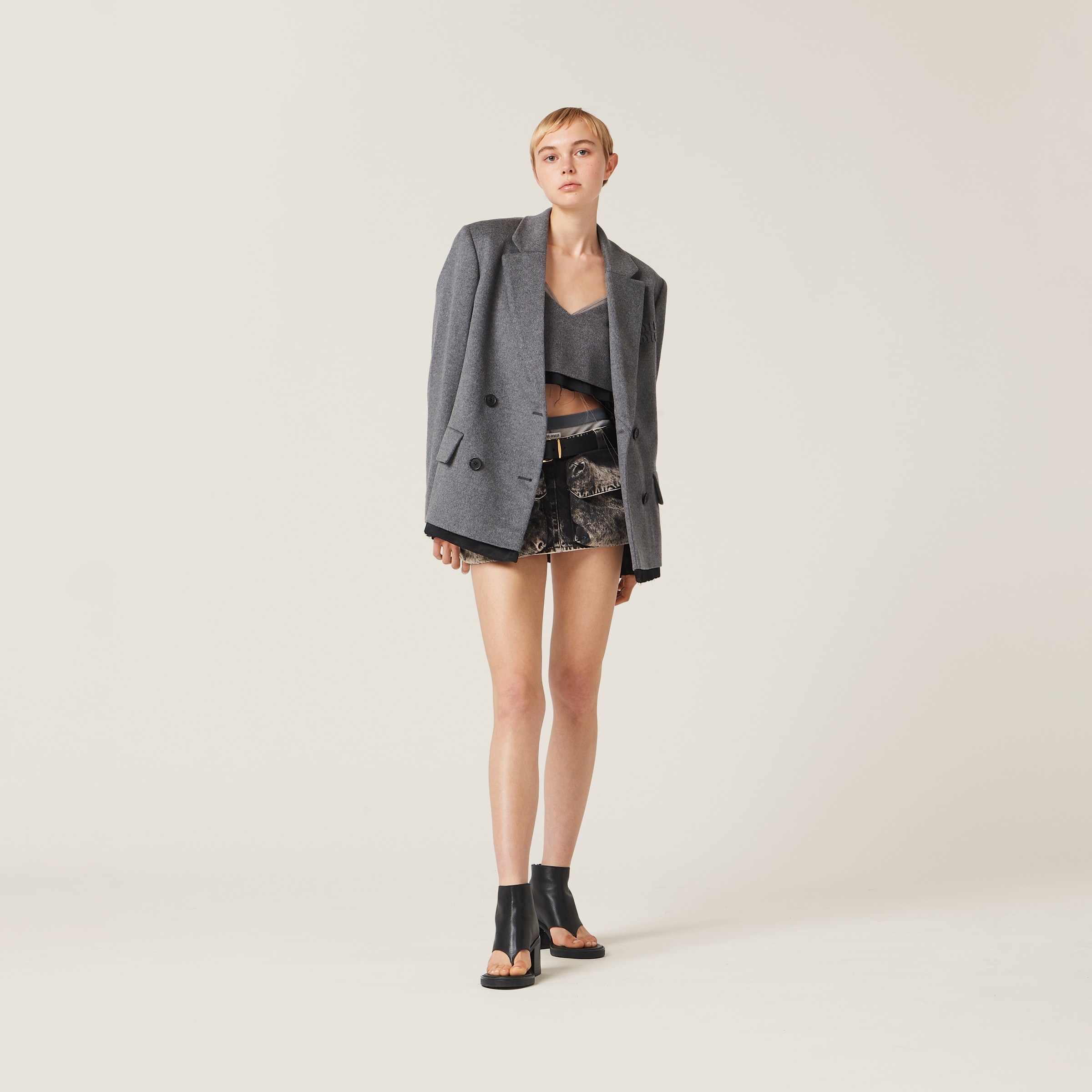 Marbleized denim miniskirt - 2