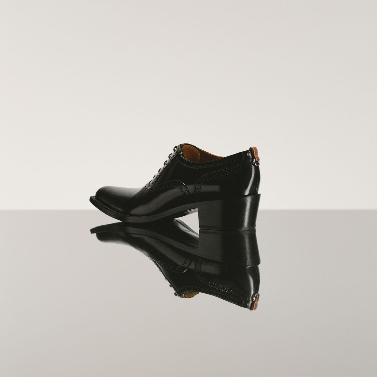 D-ring Detail Leather Heeled Oxford Brogues - 8