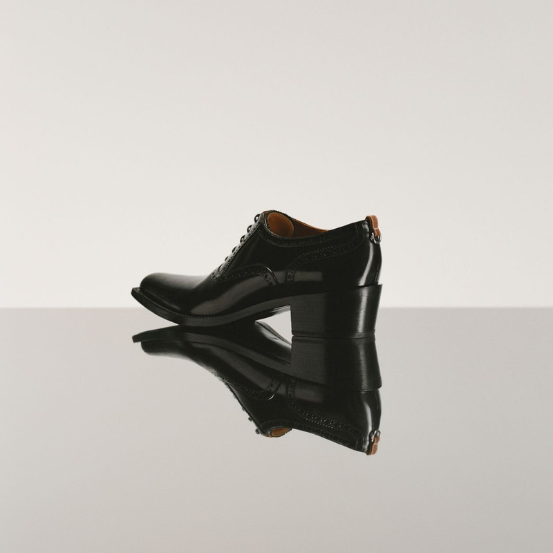 D-ring Detail Leather Heeled Oxford Brogues 8