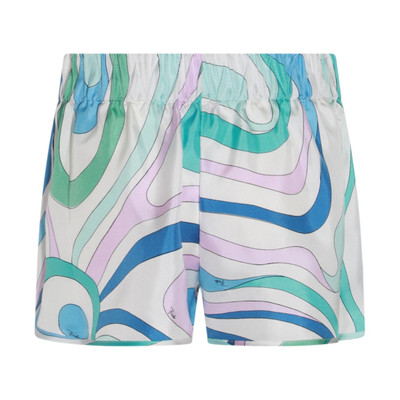EMILIO PUCCI blue and multicolor silk shorts outlook