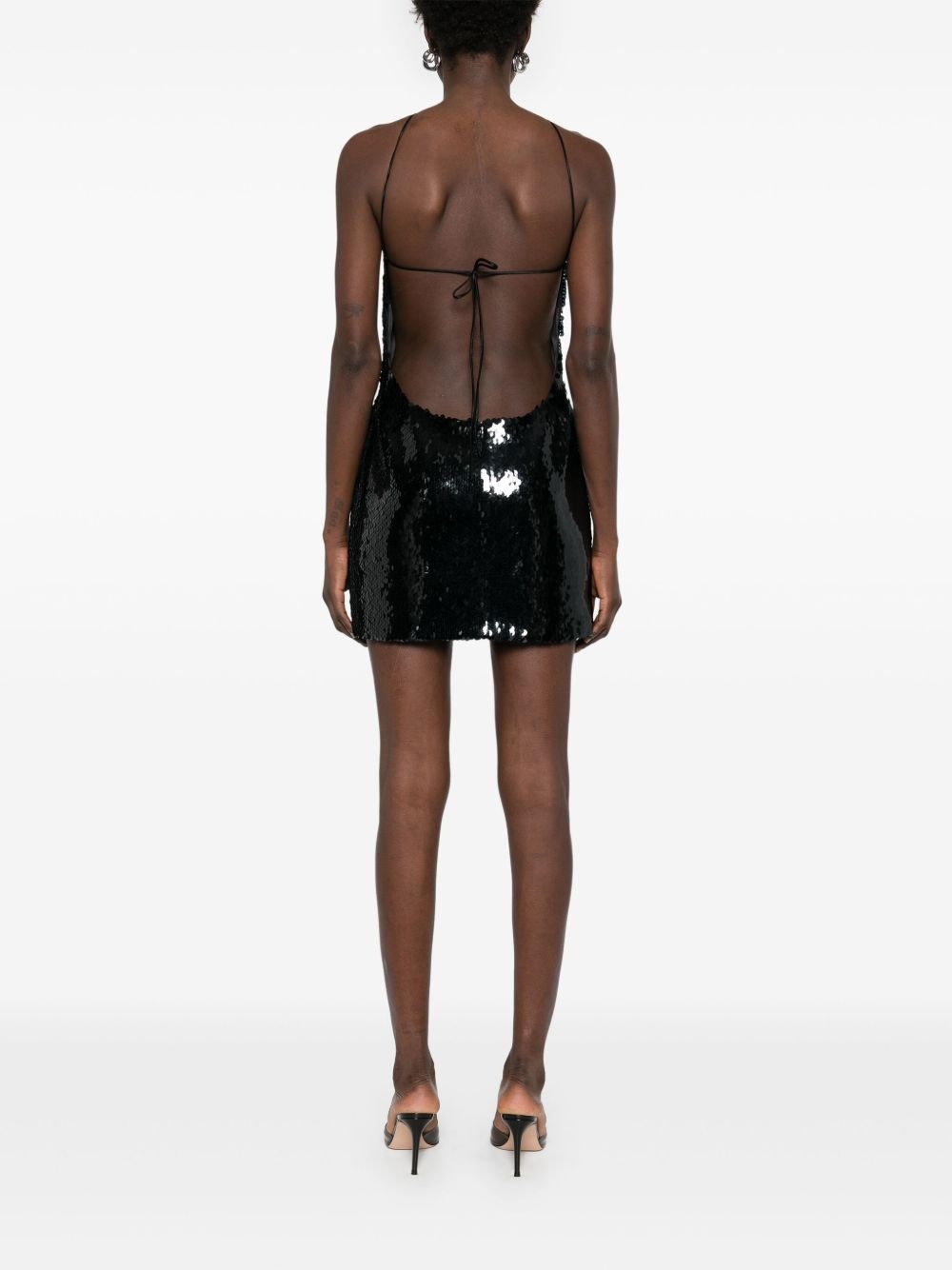 choker sequinned mini dress - 4