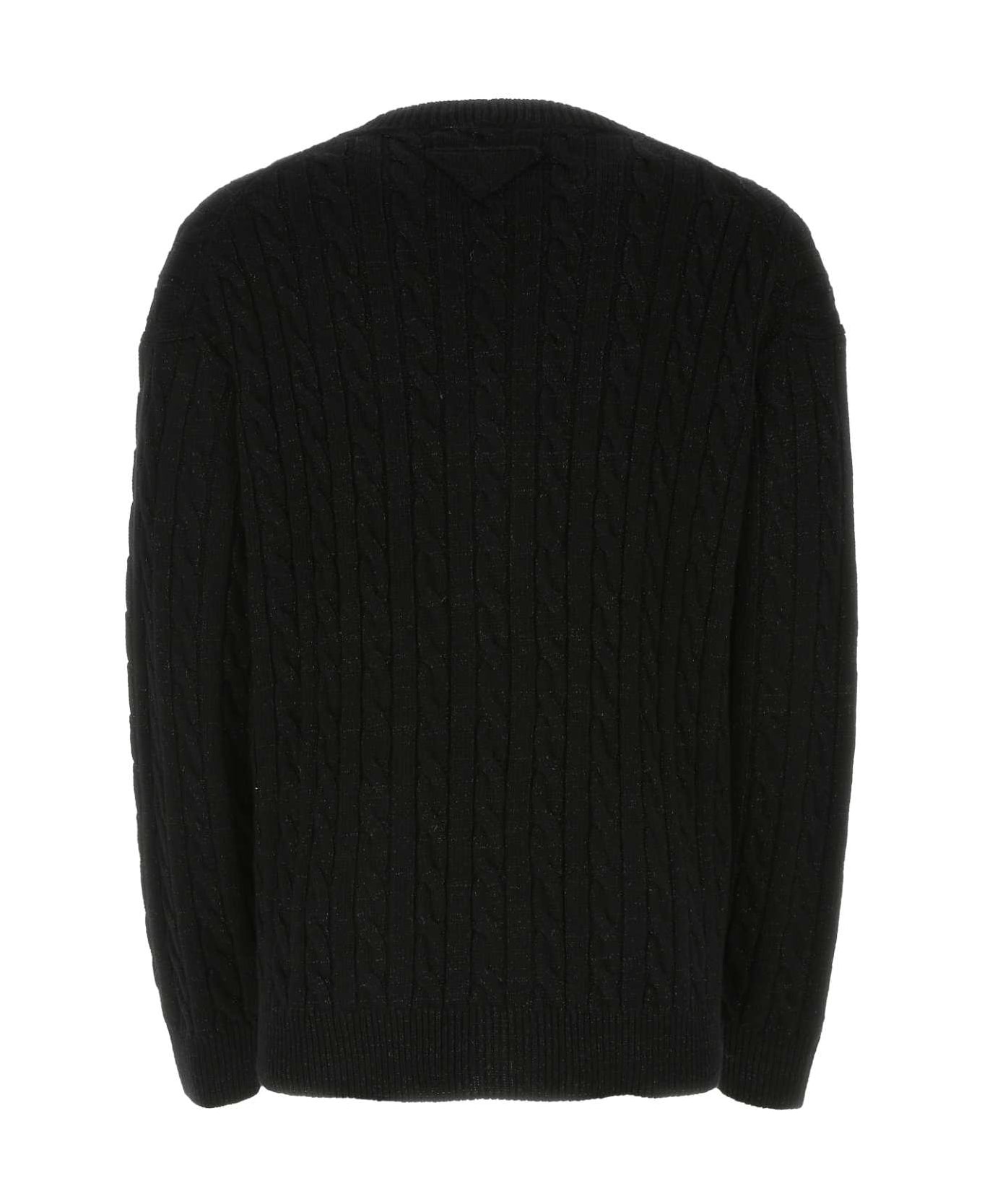 Black Wool Blend Oversize Cardigan - 2