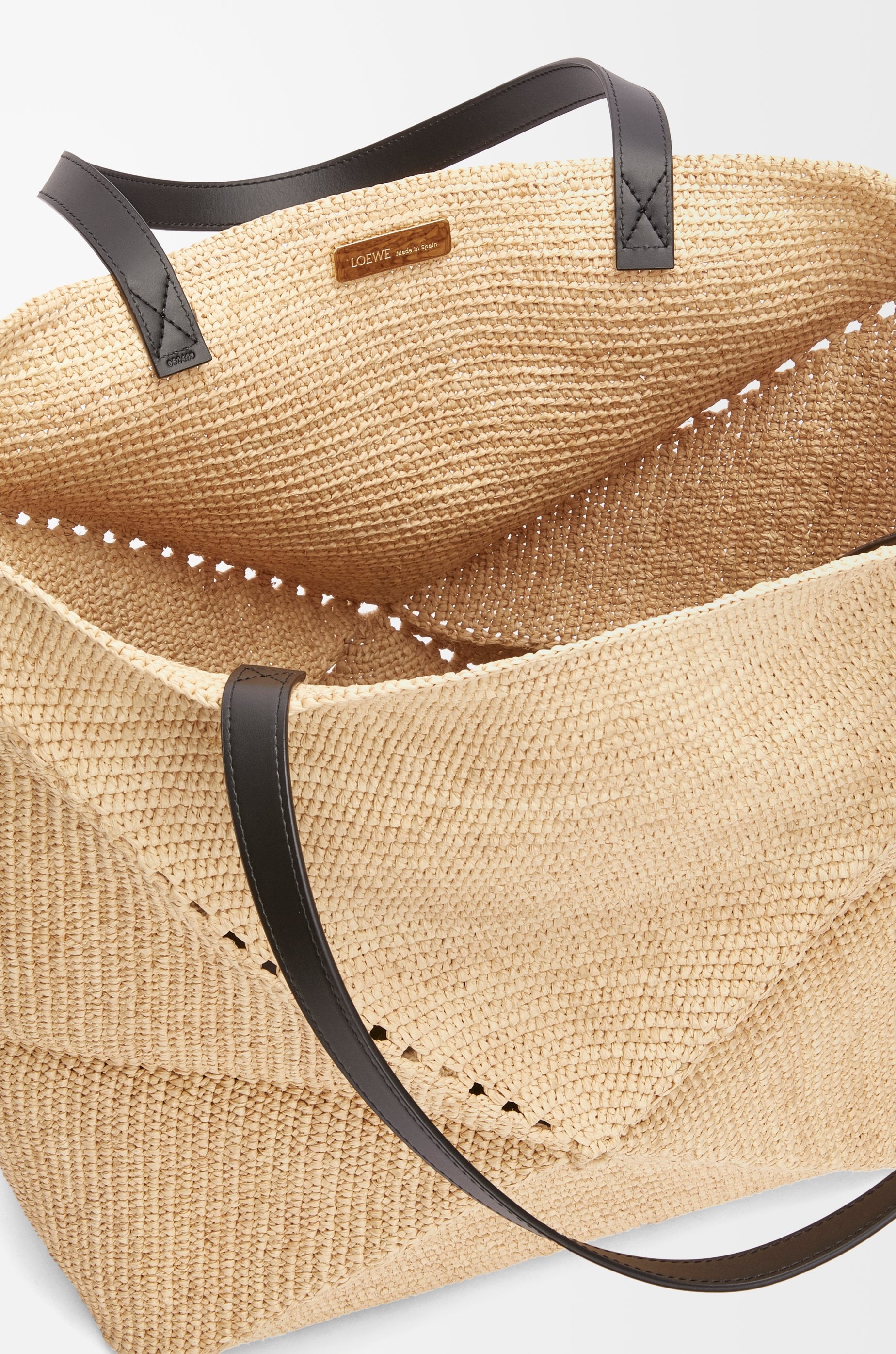 XL Puzzle Fold Tote in raffia - 9