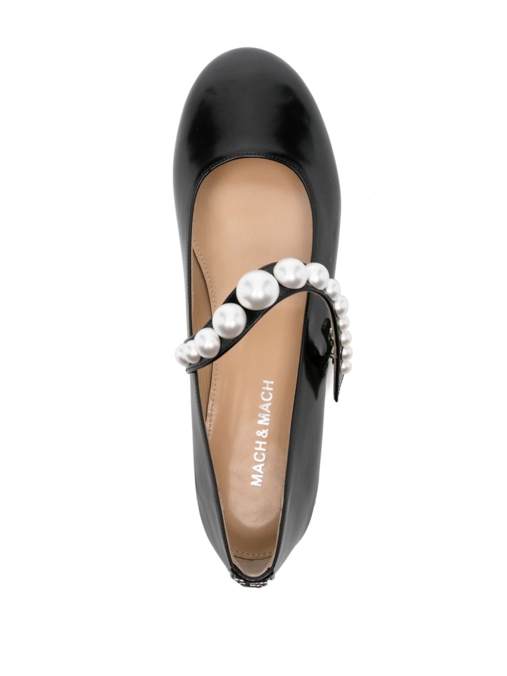 faux-pearl leather ballerina shoes - 4