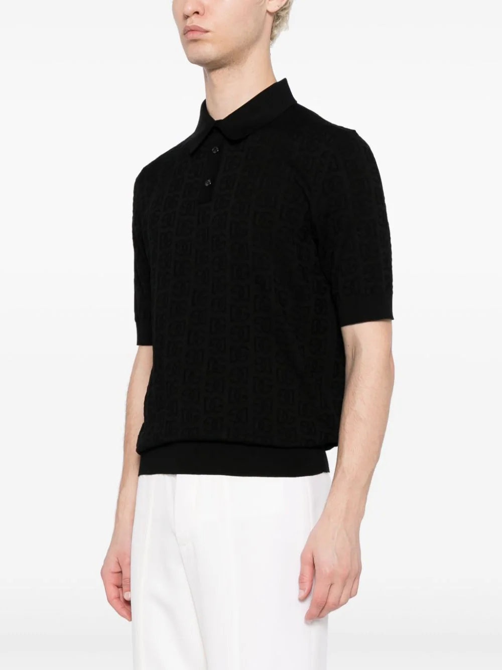 MONOGRAM-JACQUARD SILK POLO SHIRT - 2