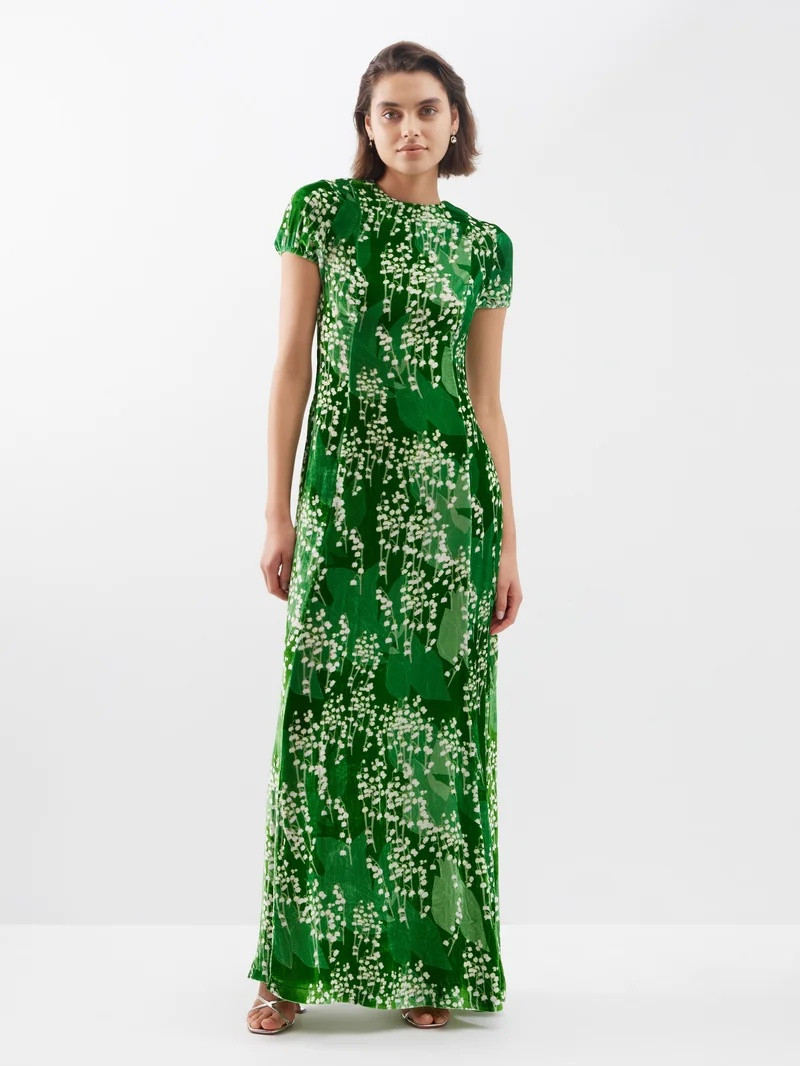 Roxy floral-print velvet maxi dress 1