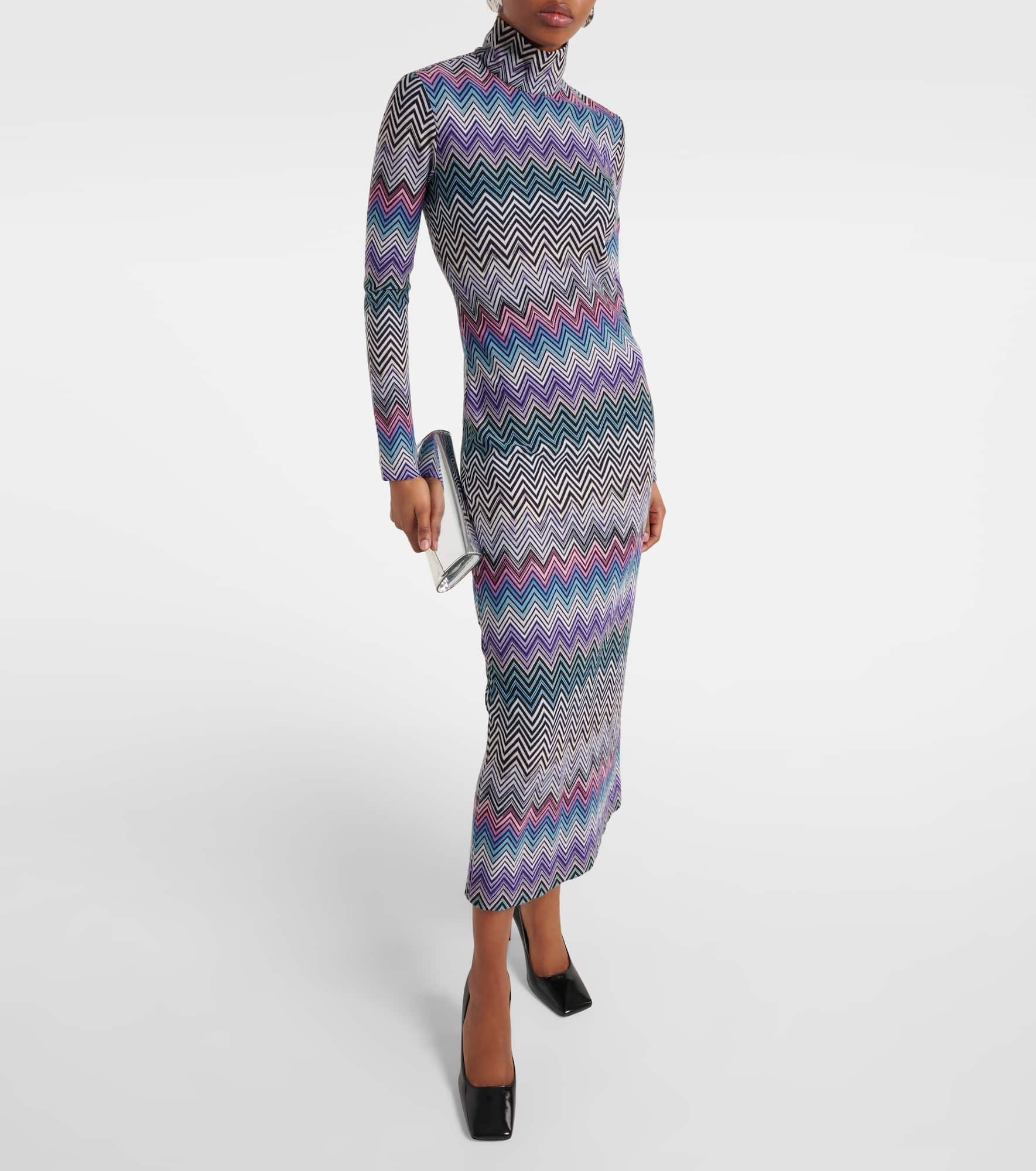 Zig Zag turtleneck dress - 2