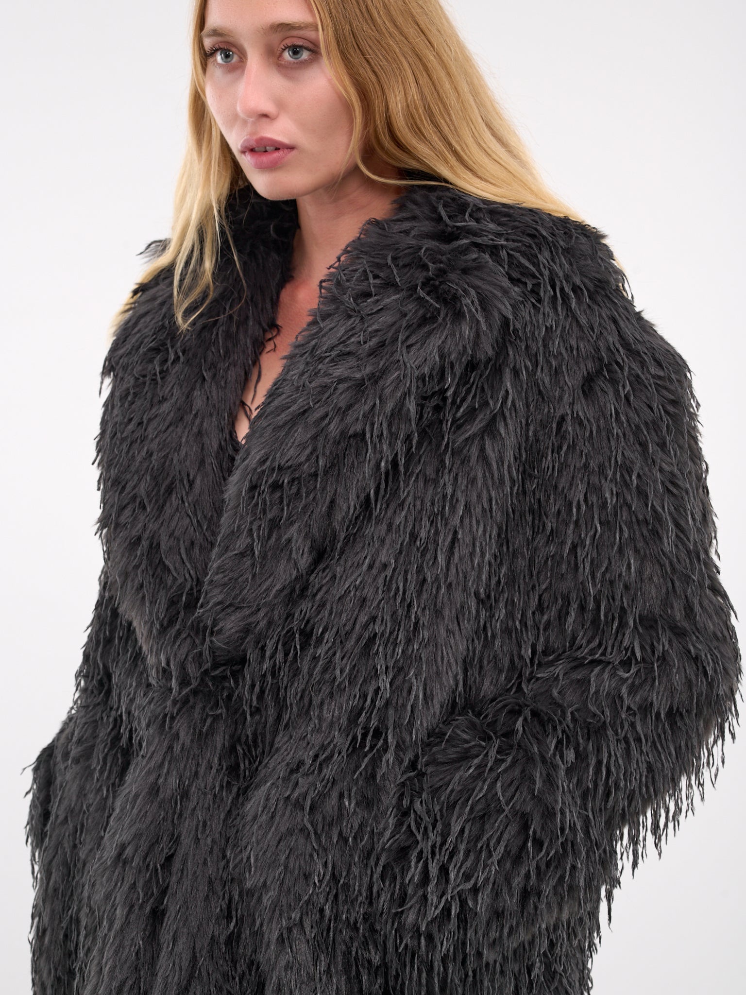 Double-Breasted Faux Fur Jacket - 5
