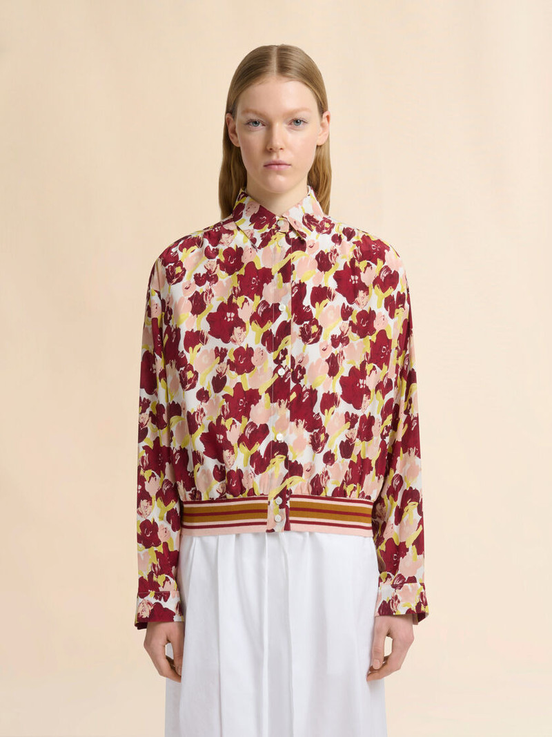 Marni PINK AND BURGUNDY SILK SHIRT WITH SECRET BOUQUET PRINT outlook