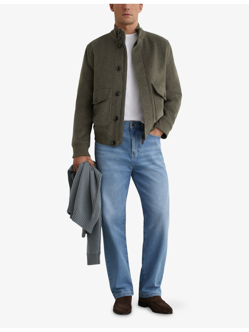 REISS Hadley Funnel-Neck Wool Bomber Jacket outlook