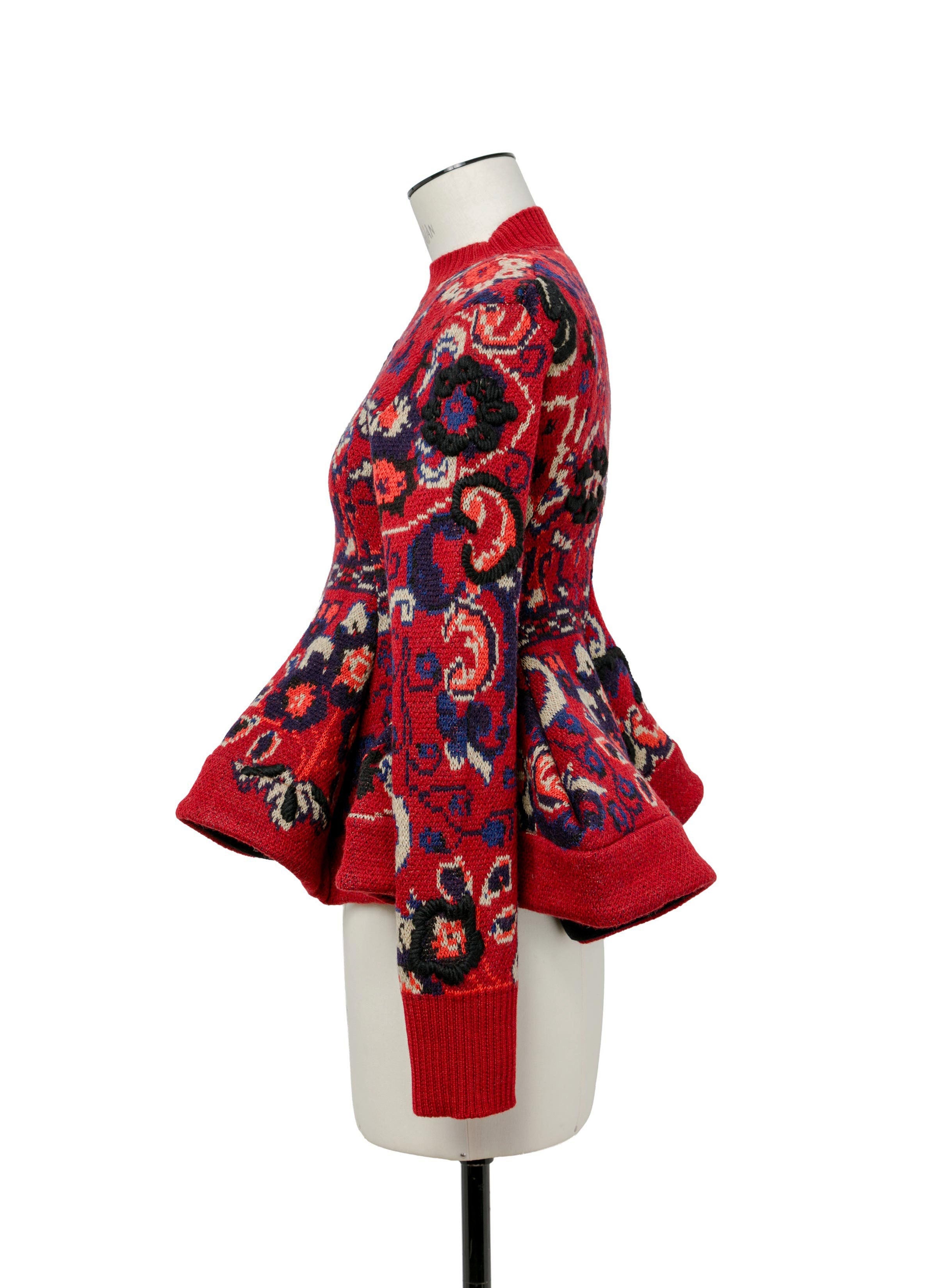 Floral Jacquard Knit Pullover - 2