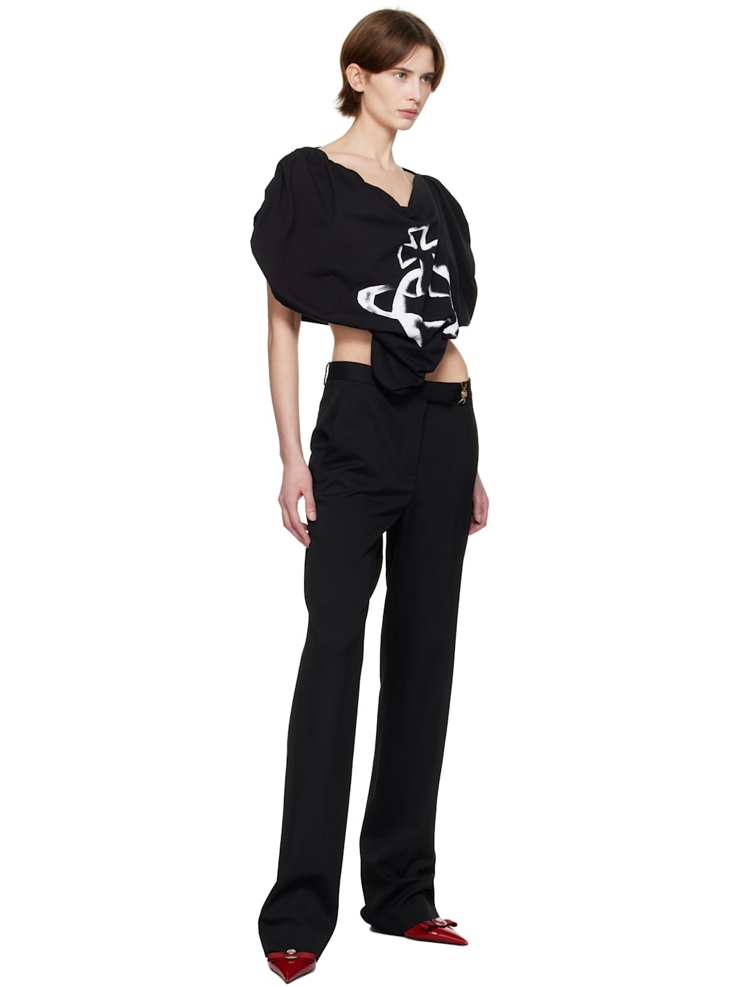 Black Stencil Orb Heart Blouse - 4