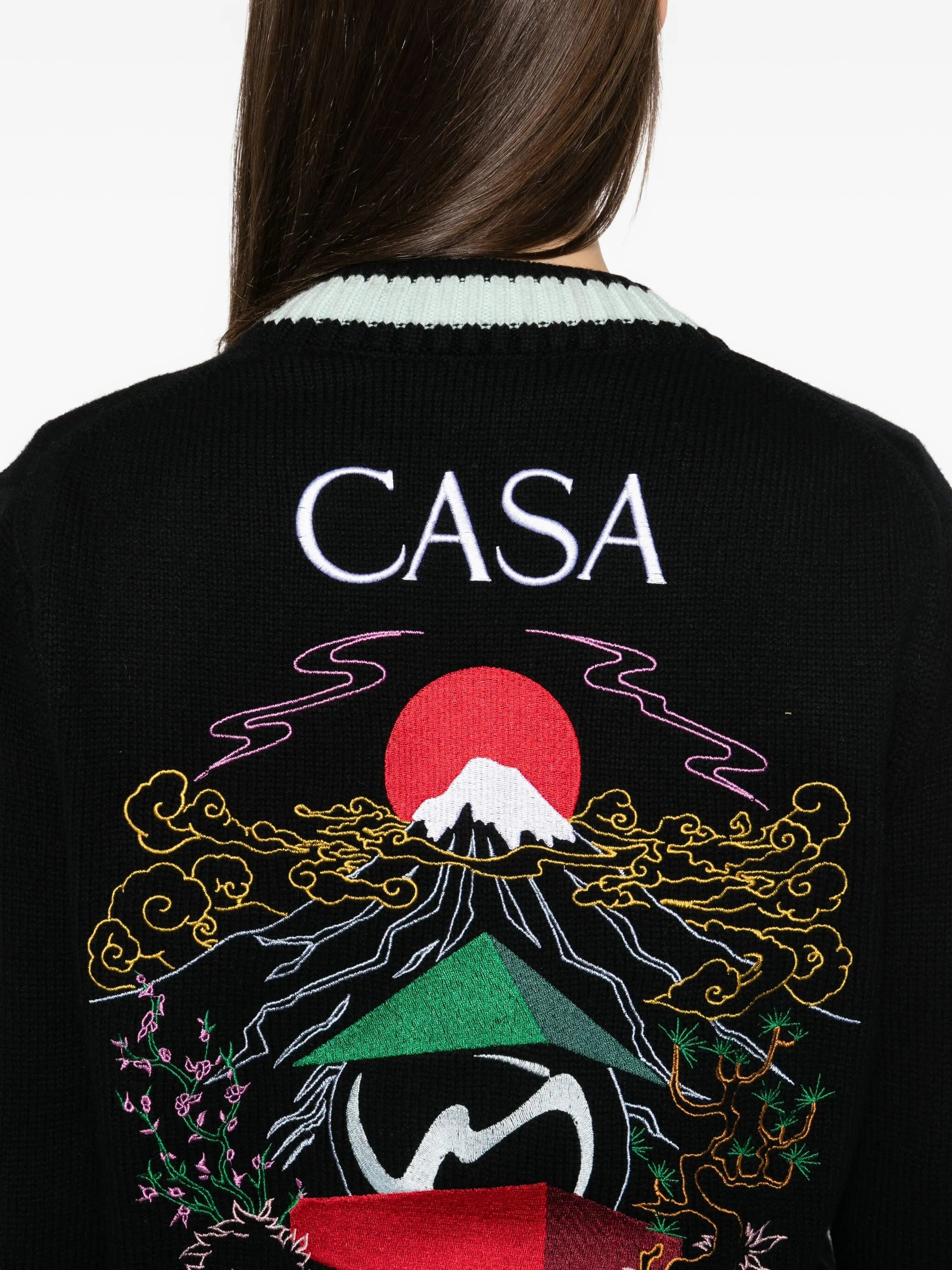 Casablanca Embroidered Panel Cardigan - 4