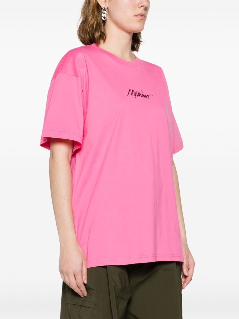 logo-embroidered cotton T-shirt - 3