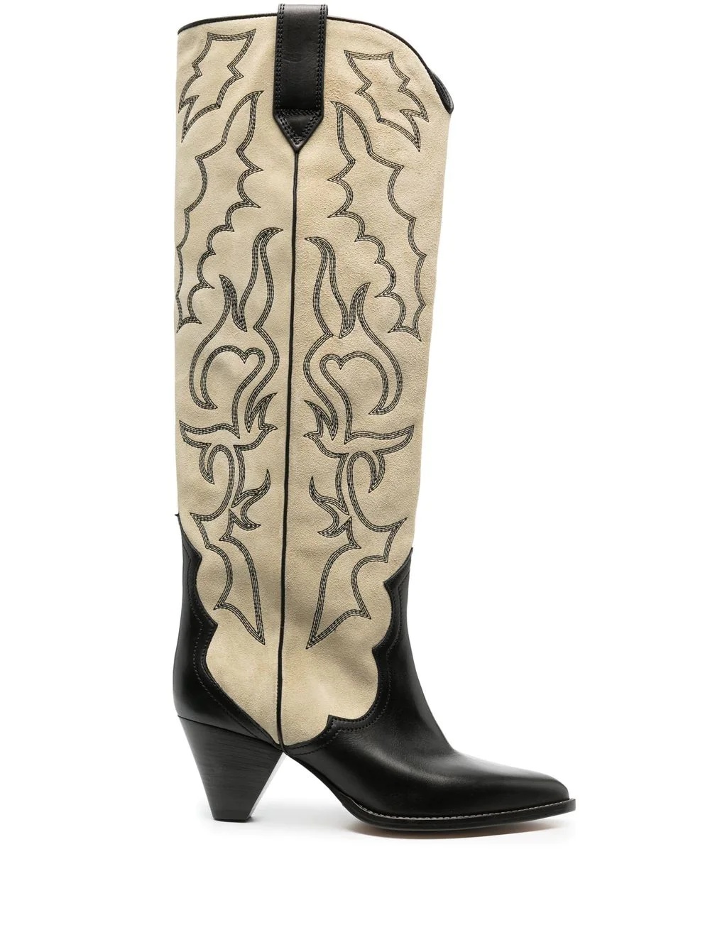 Leila leather-velvet cowboy boots - 1