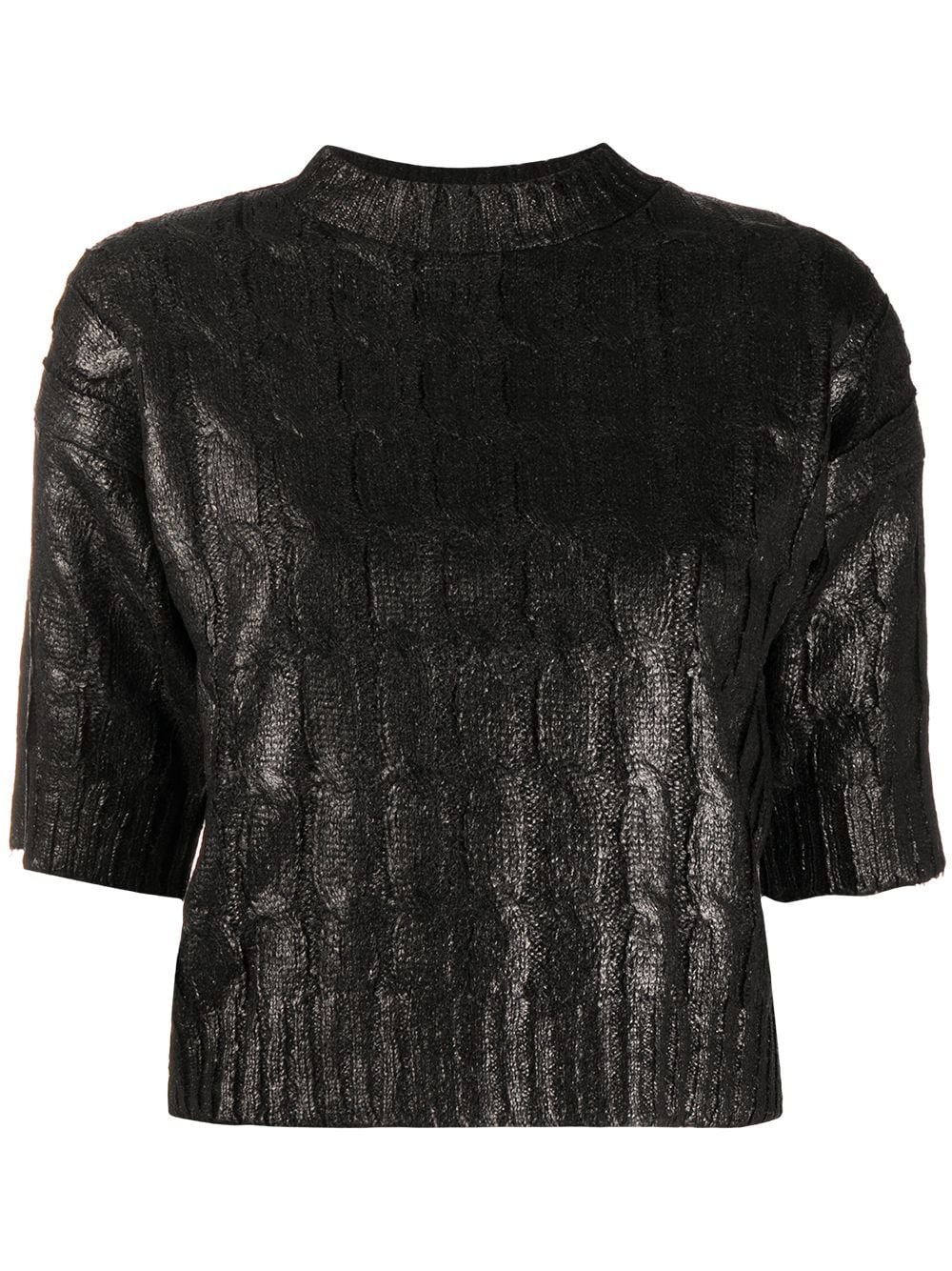 waxed effect cable-knit top - 1