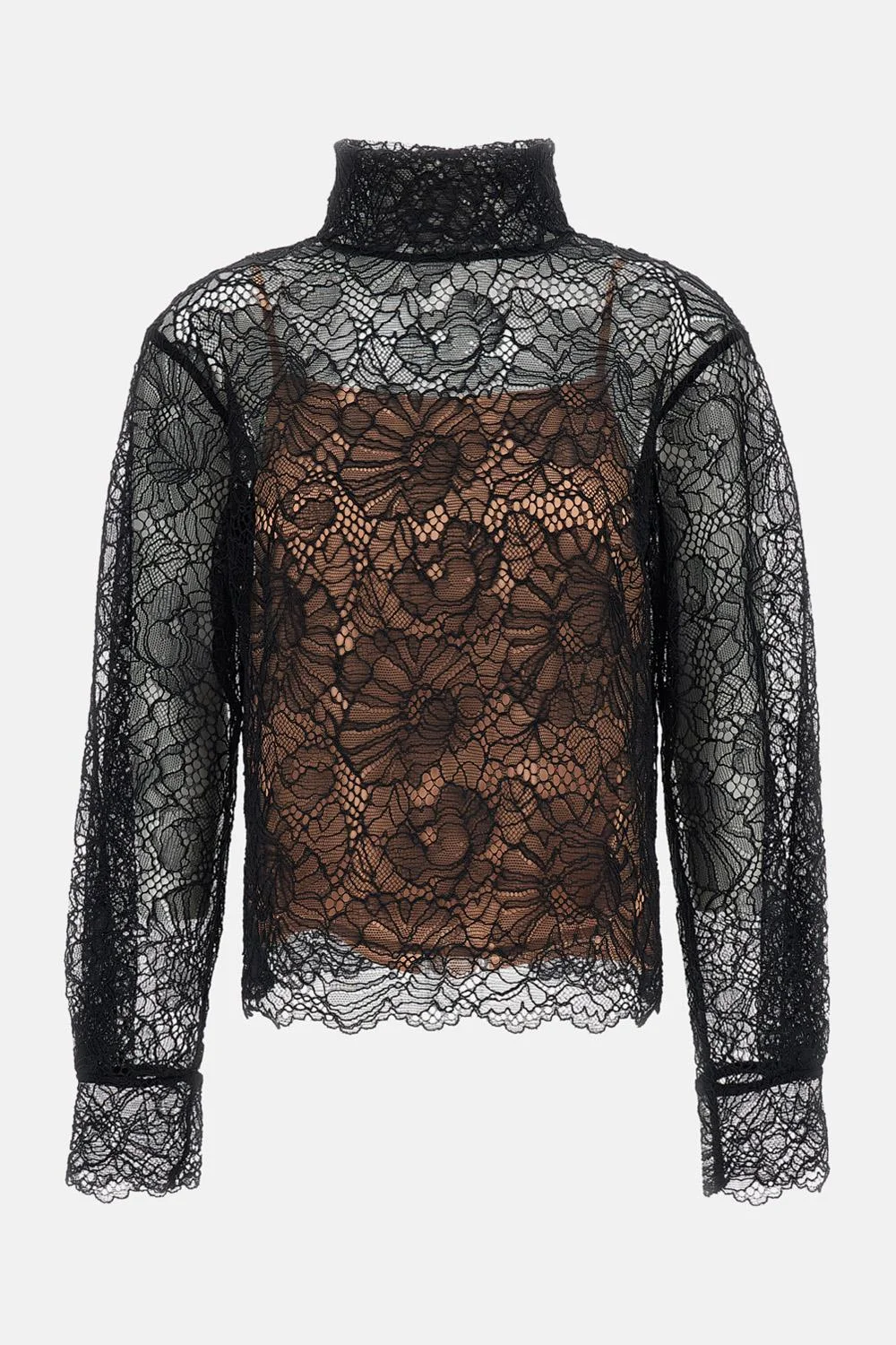 High-Neck Lace Blouse - 1