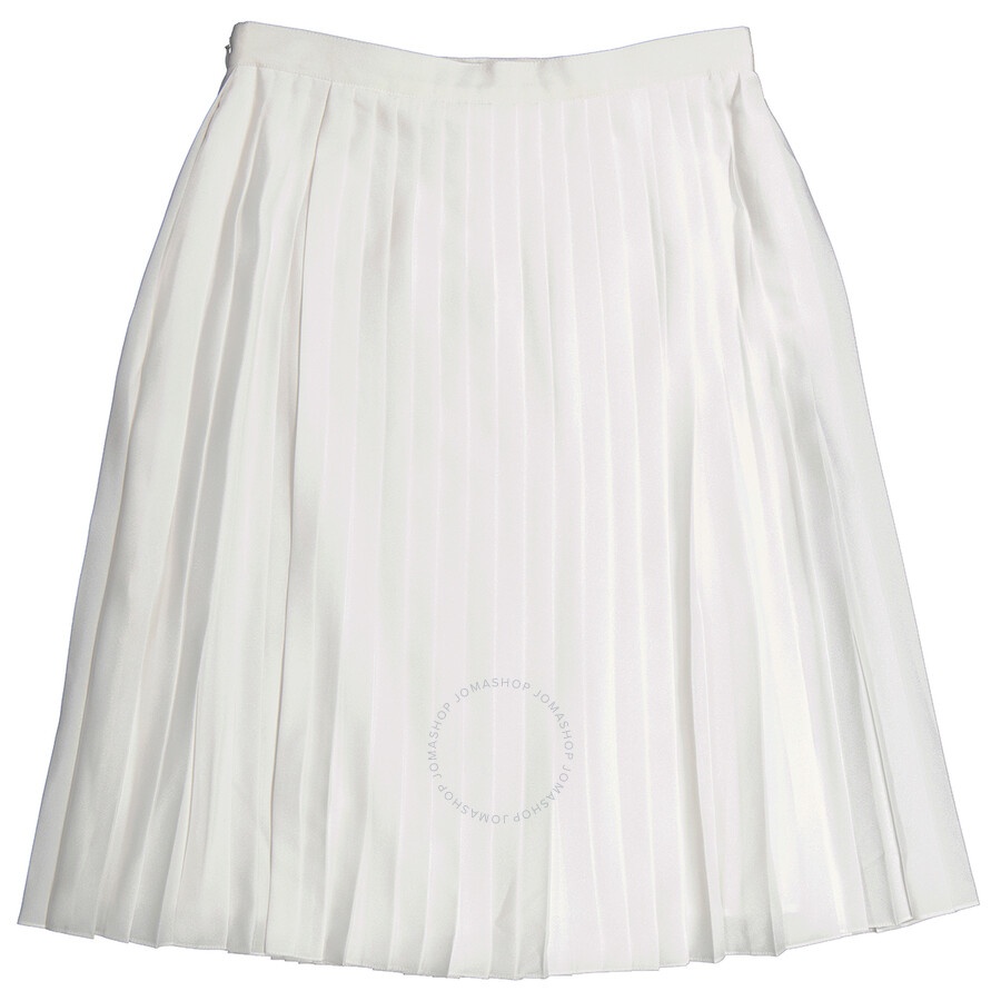 Burberry Pleated Skirt With Silk Lining In Optic White - 2