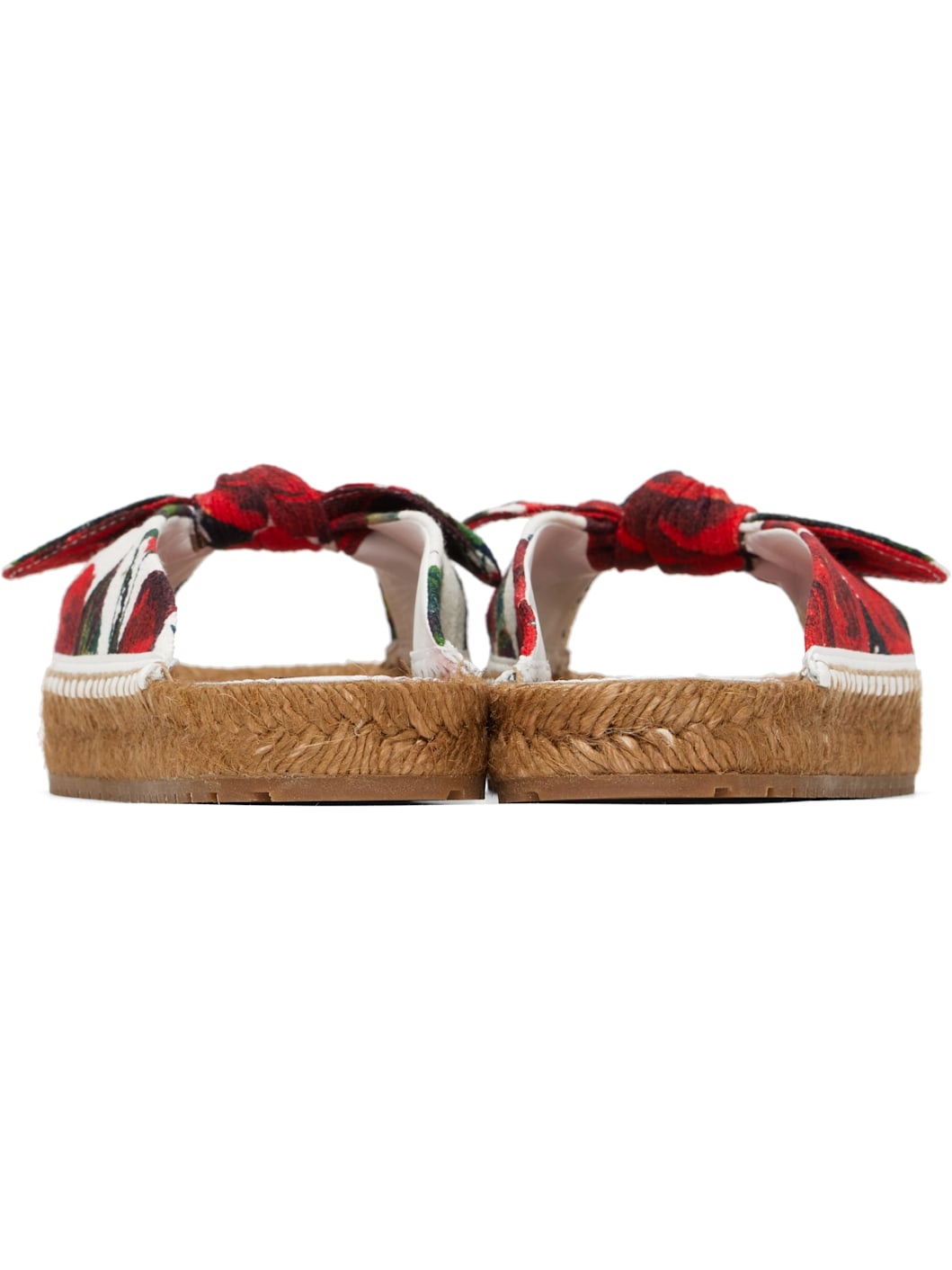 Red & White Espadrillas Flat Sandals - 2