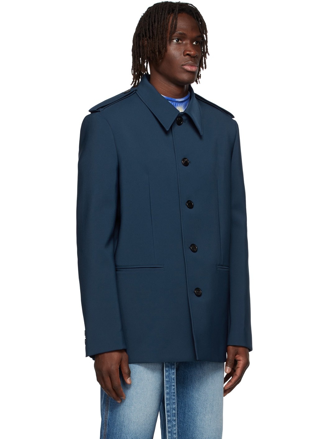 Navy Regular Collar Jacket - 2