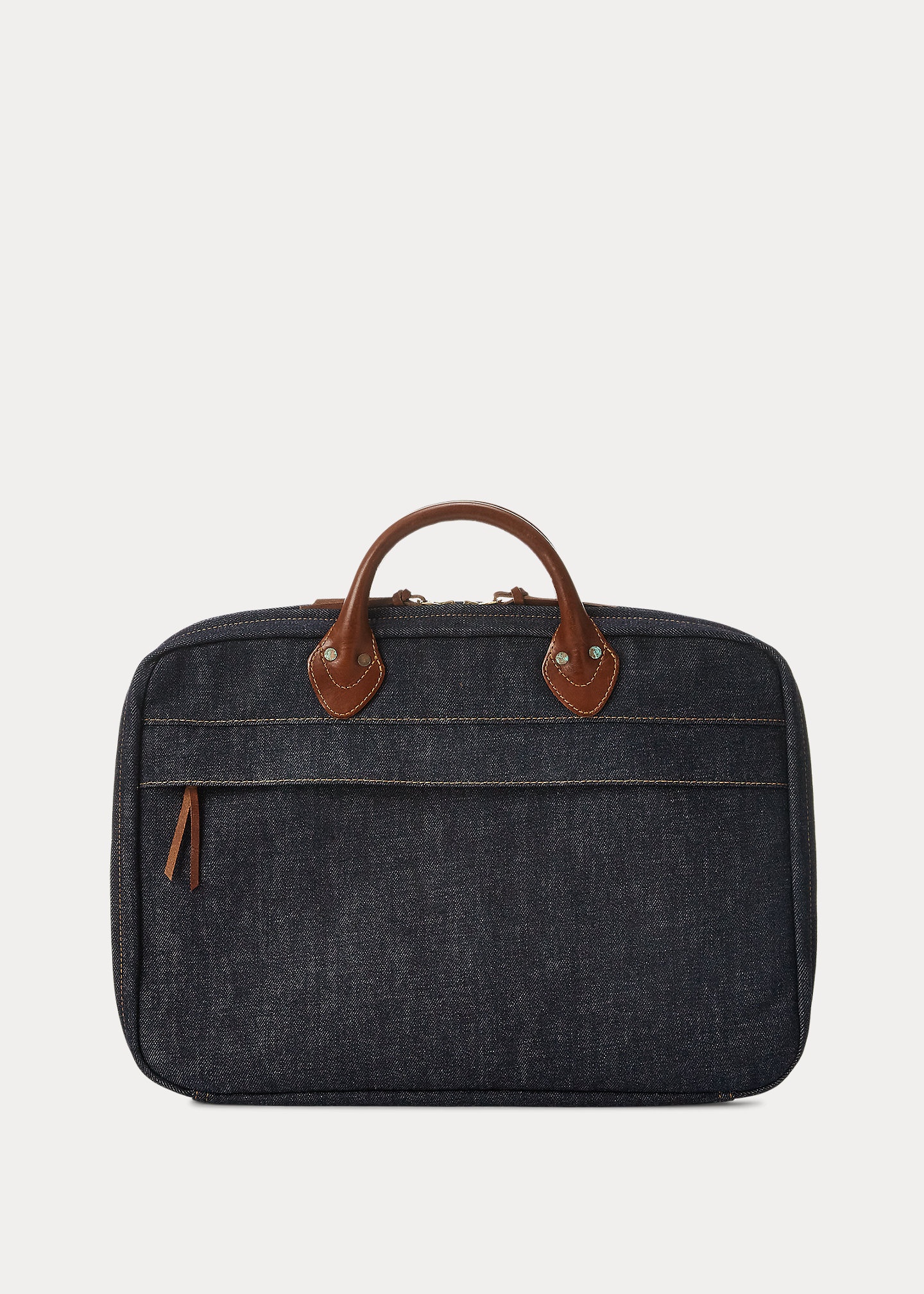 Leather-Trim Denim Briefcase - 3