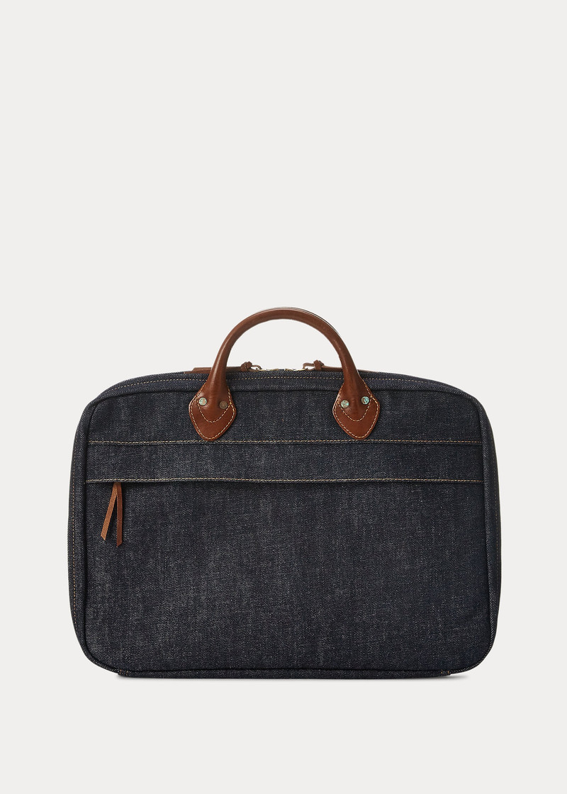 Leather-Trim Denim Briefcase 3