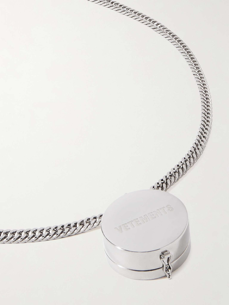 Grinder Logo-Engraved Silver-Tone Pendant Necklace - 1