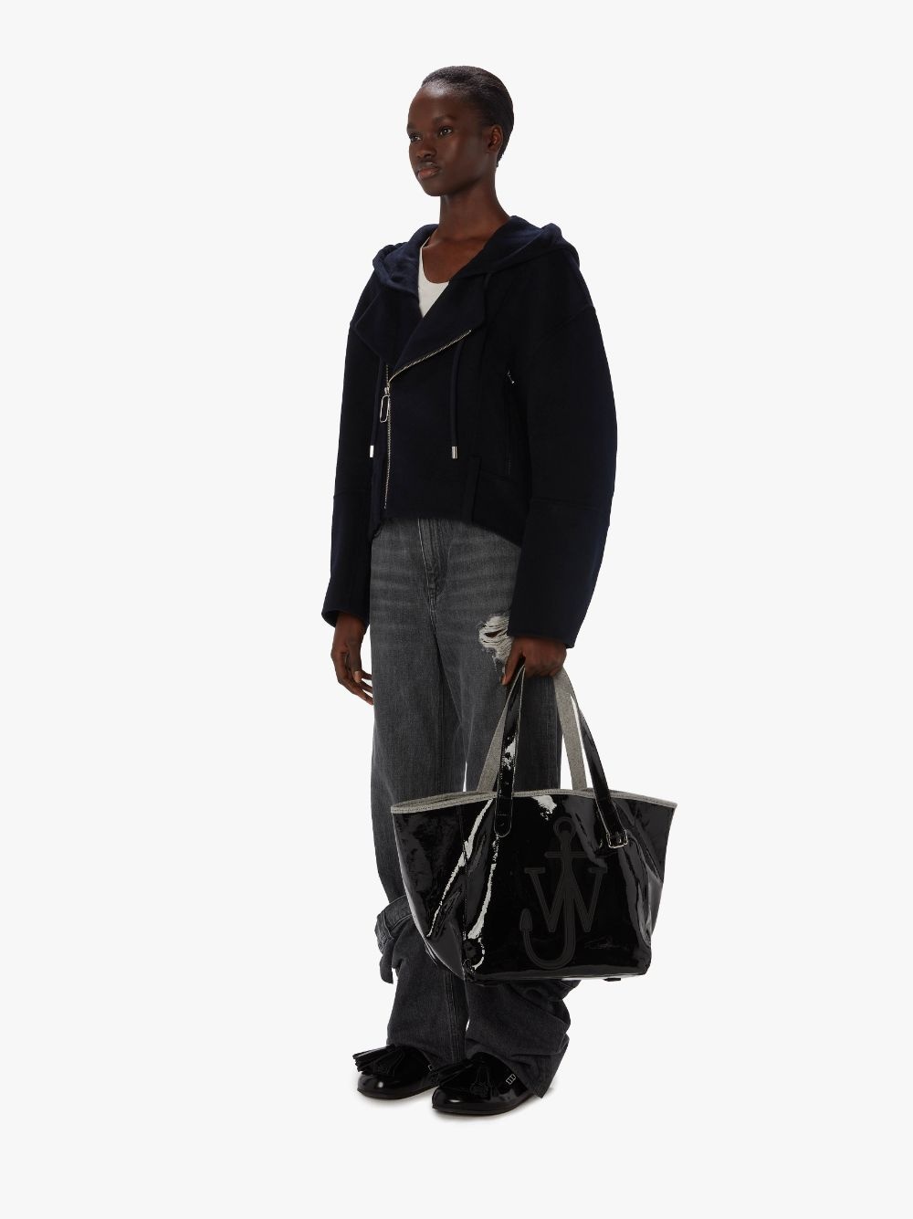 WOOL HOODED BIKER JACKET - 4