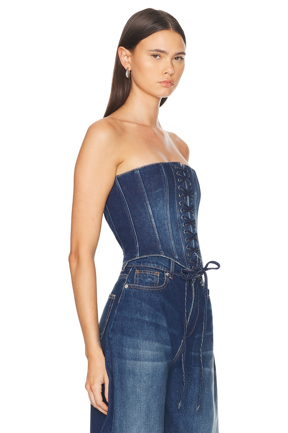 Lace Up Denim Corset Top - 2